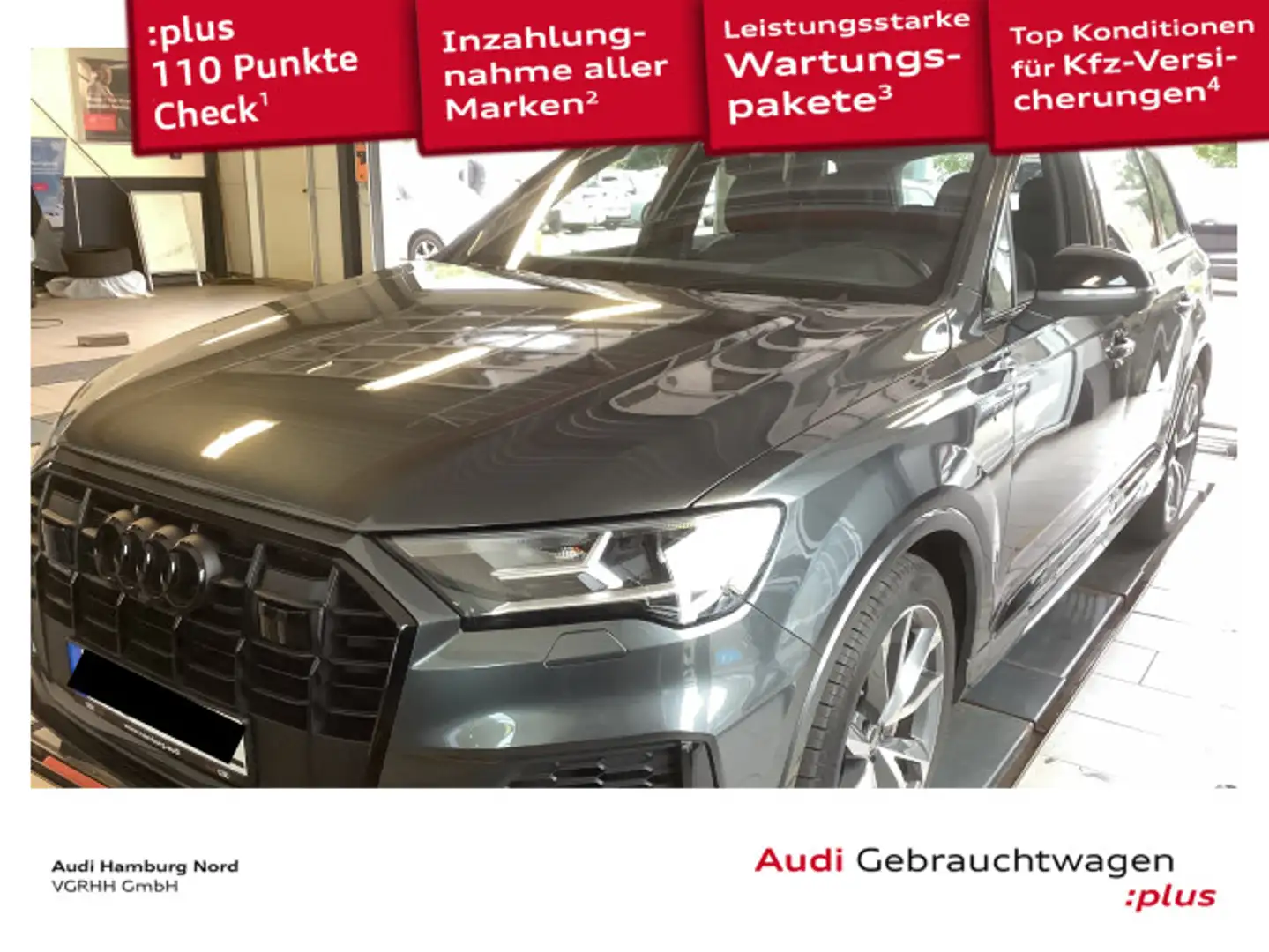 Audi Q7 55 TFSIe quatt. S line AHK Leder Pano Massage Grau - 1
