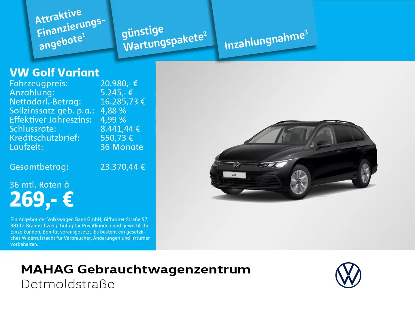 Volkswagen Golf Variant Golf VIII Variant Life 1,0 eTSI AHK LED Navi Par Schwarz - 1