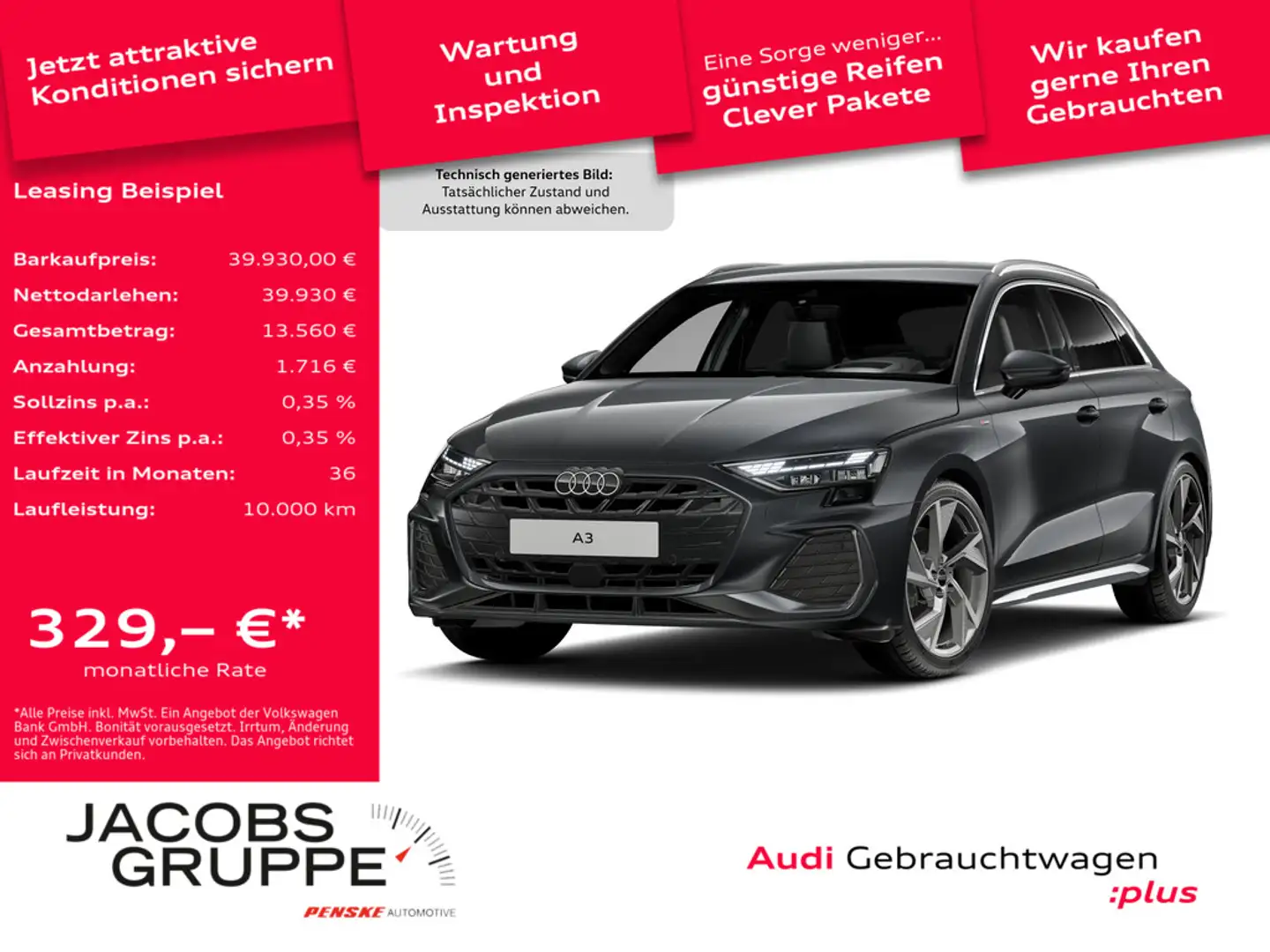 Audi A3 Sportback 35 TFSI S tronic S line AHK, LED Grau - 1