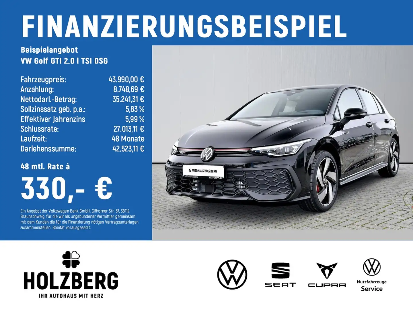 Volkswagen Golf GTI 2.0 l TSI DSG BUSINESS+18"+AREA VIEW Schwarz - 2