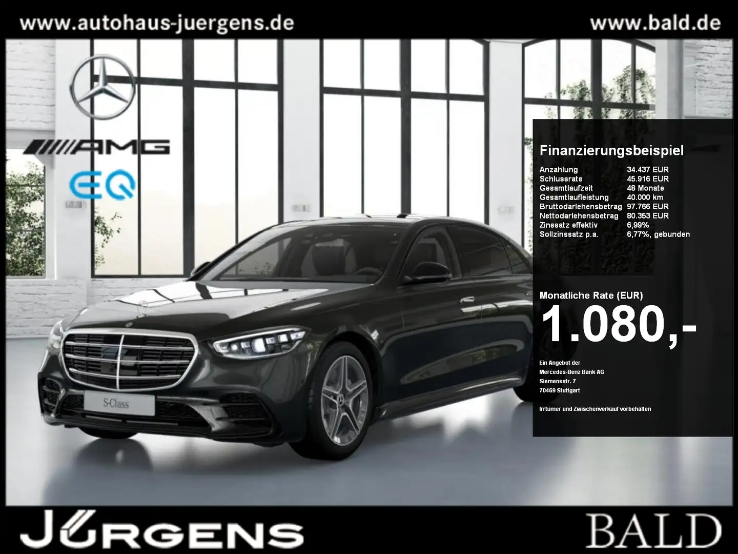 Mercedes-Benz S 500 4M L AMG-Sport/Pano/Burm/Sitzklima/Airm/19 Серый - 1