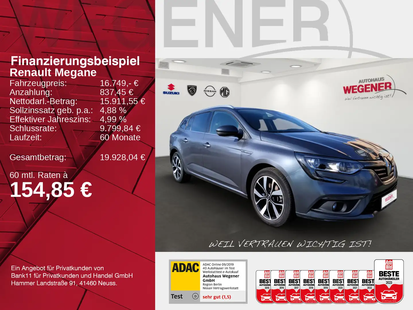 Renault Megane MEGANE TCe 160 1.3 Grandtour Bose Navi+Sitzheiz. Gris - 2