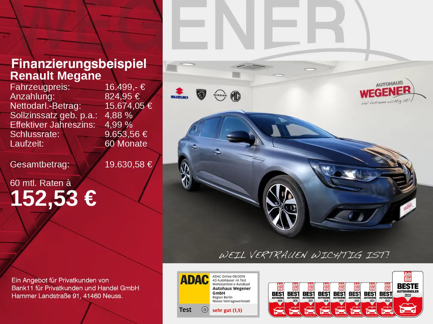 Renault Megane MEGANE TCe 160 1.3 Grandtour Bose Navi+Sitzheiz. Grau - 2