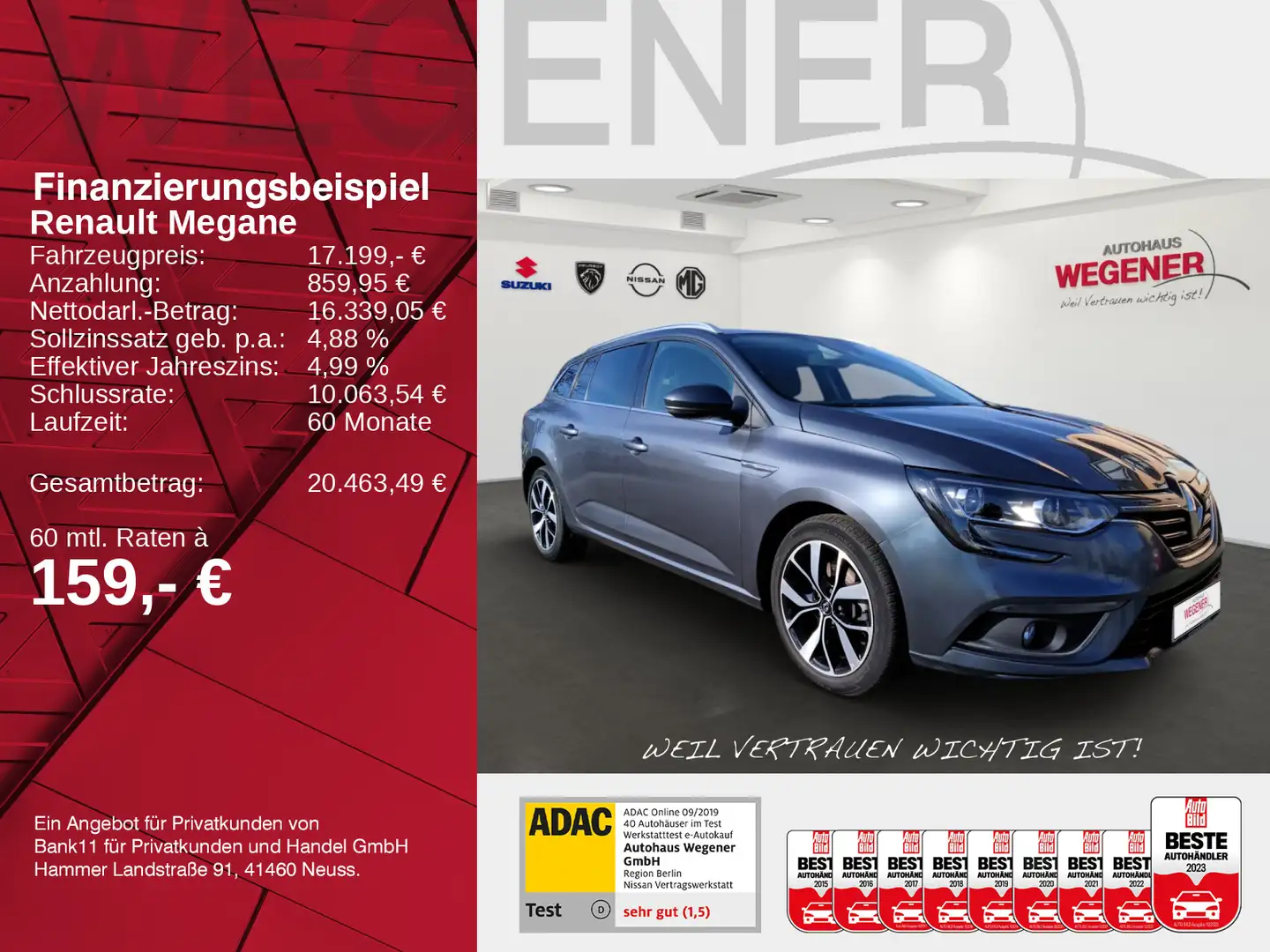 Renault Megane MEGANE TCe 160 1.3 Grandtour Bose Navi+Sitzheiz. Gris - 2