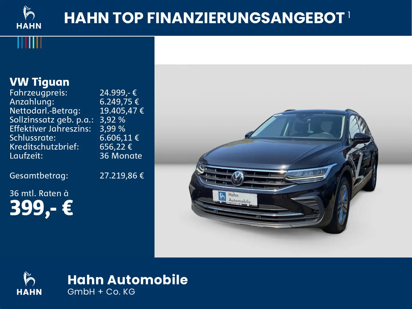 Volkswagen Tiguan 2.0TDI DSG 4Mo Life ACC AHK LED Navi PDC Noir - 2