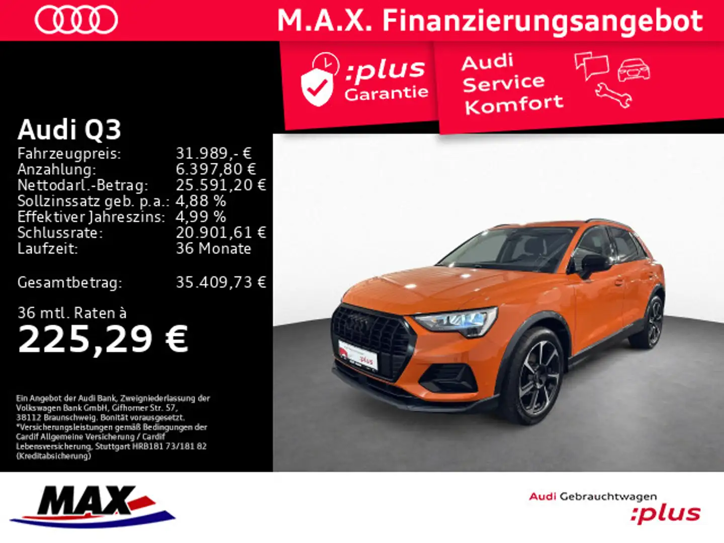 Audi Q3 35 TDI S TRONIC ADVANCED AHK+LED+OPTIK+ALU 19 Orange - 1