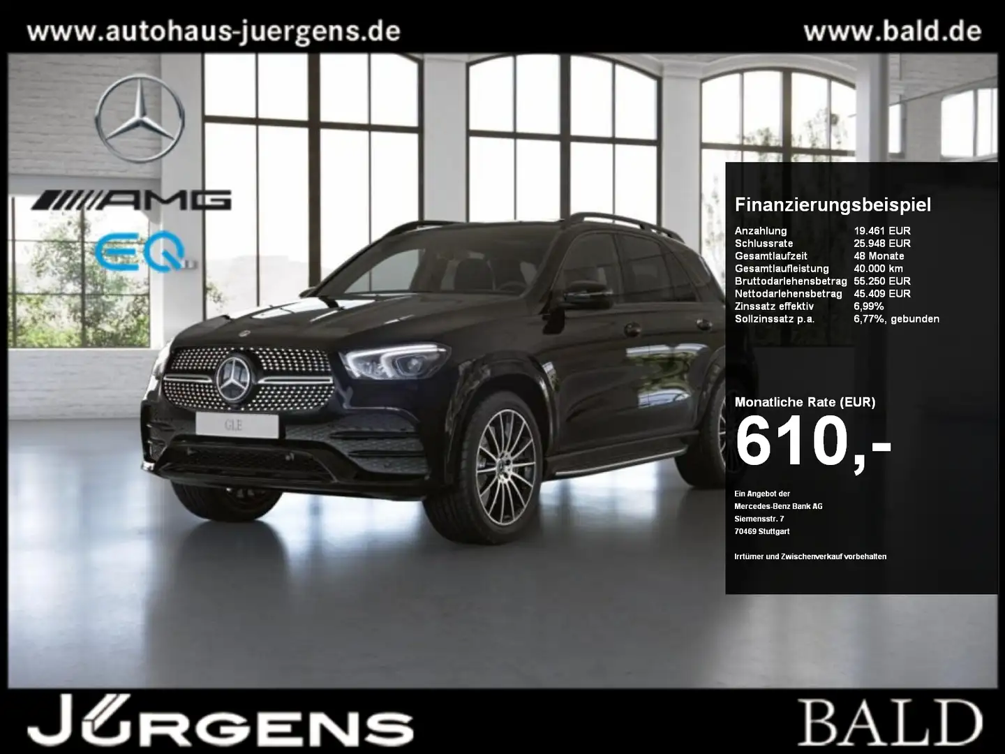 Mercedes-Benz GLE 350 de 4M AMG-Sport/LED/360/Pano/Night/Distr Чёрный - 1