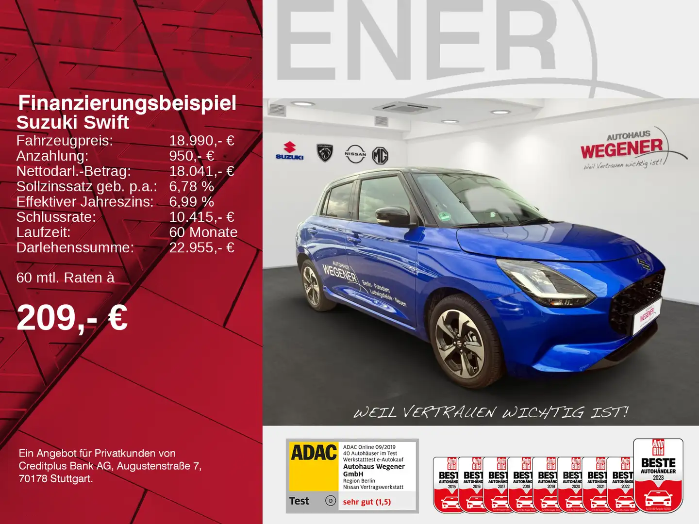 Suzuki Swift SWIFT 2024 COMFORT+ HYBRID KEYLESS RÜCKFK NAVI A Blau - 2