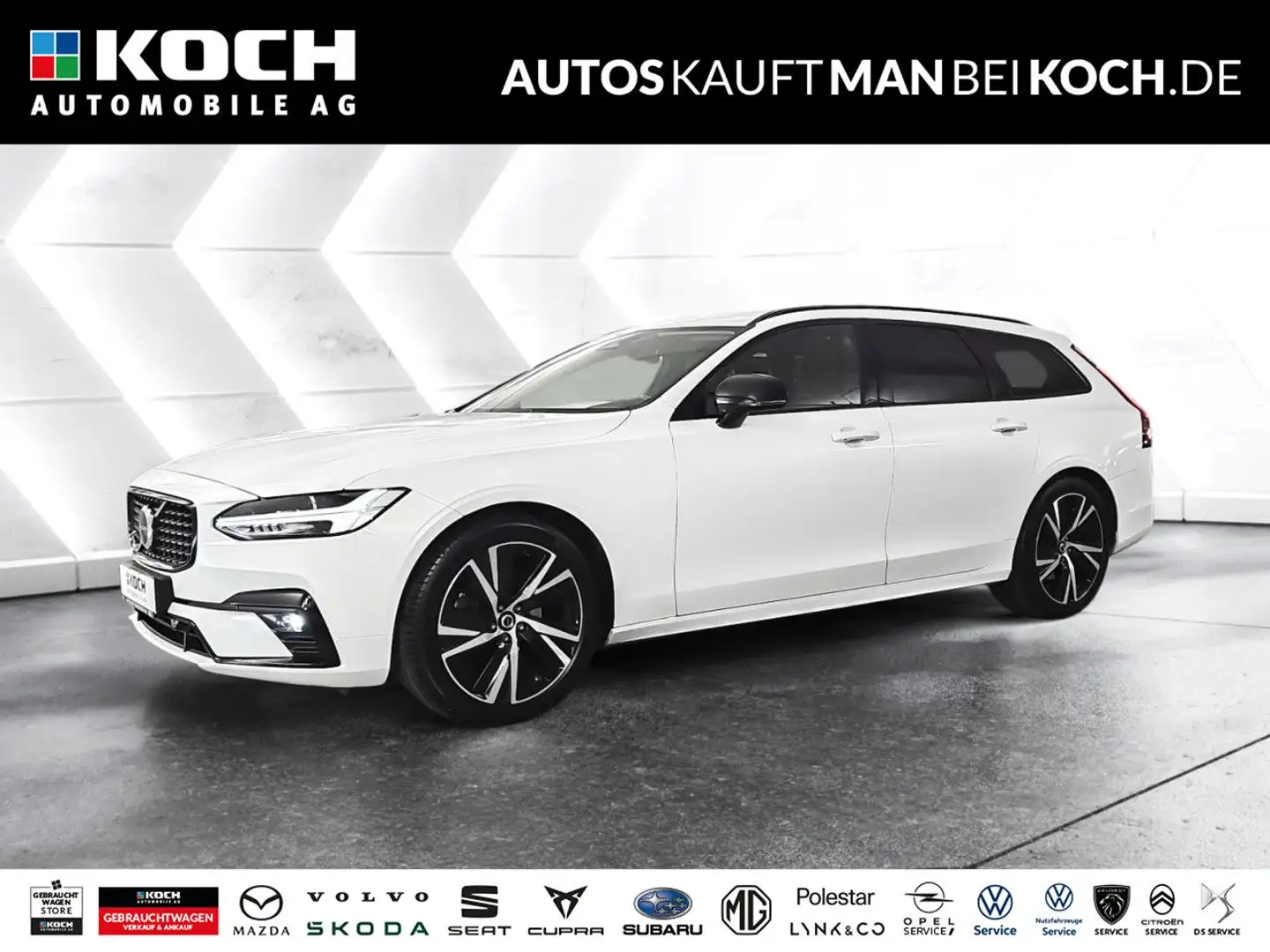 Volvo V90 B4 D Plus Dark ACC BLIS AHK LED FSHz MEM H&K Blanc - 1