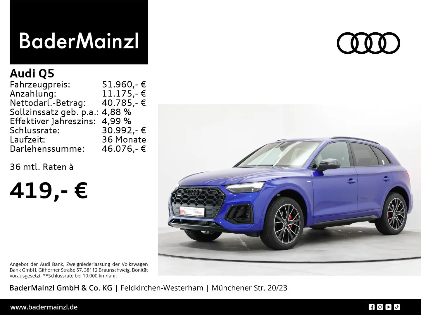 Audi Q5 40 TFSI quattro S tronic S line HUD AHK Matri Blau - 1