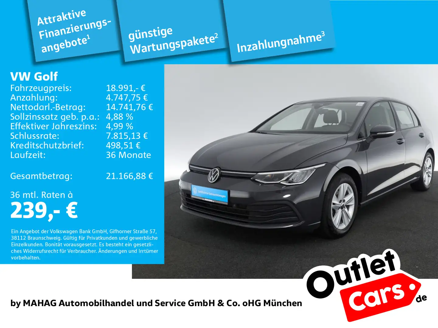Volkswagen Golf VIII 1.0 TSI LIFE Navi LED ACC 6-Gang Grau - 1