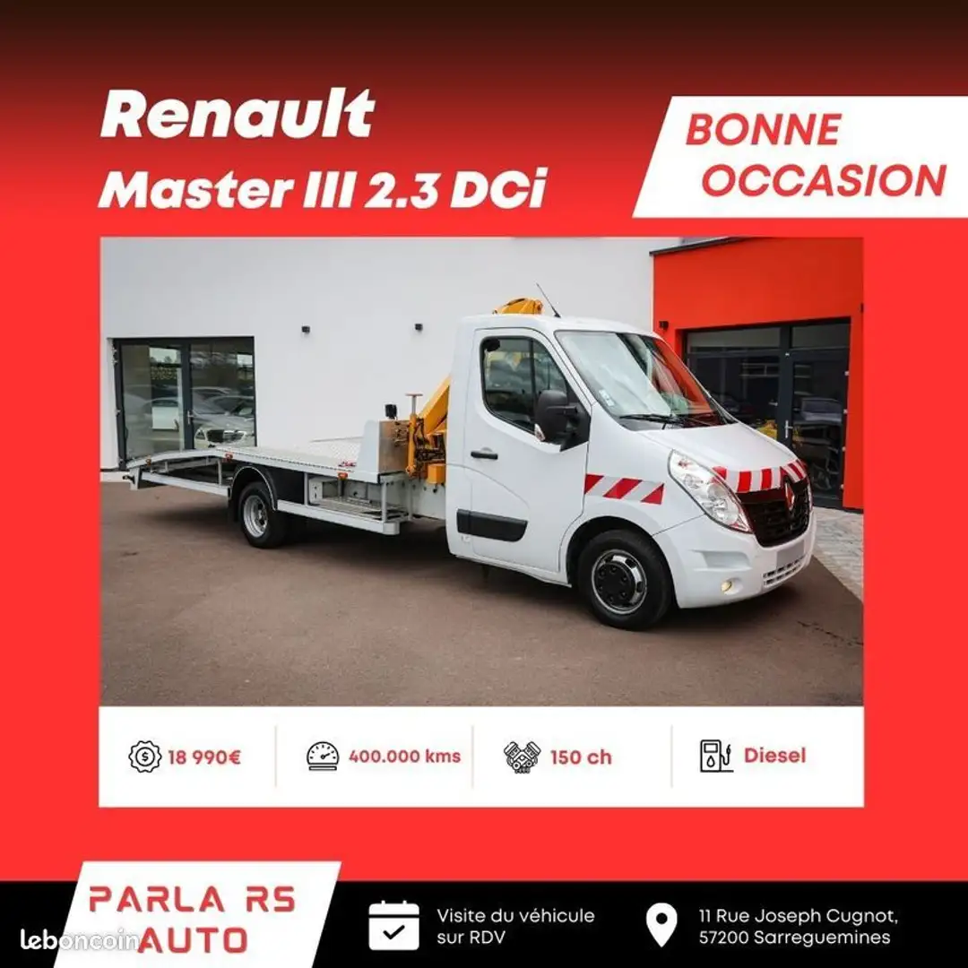 Renault Master III Propulsion 2.3 DCi 150ch porte voiture grue Blanc - 1