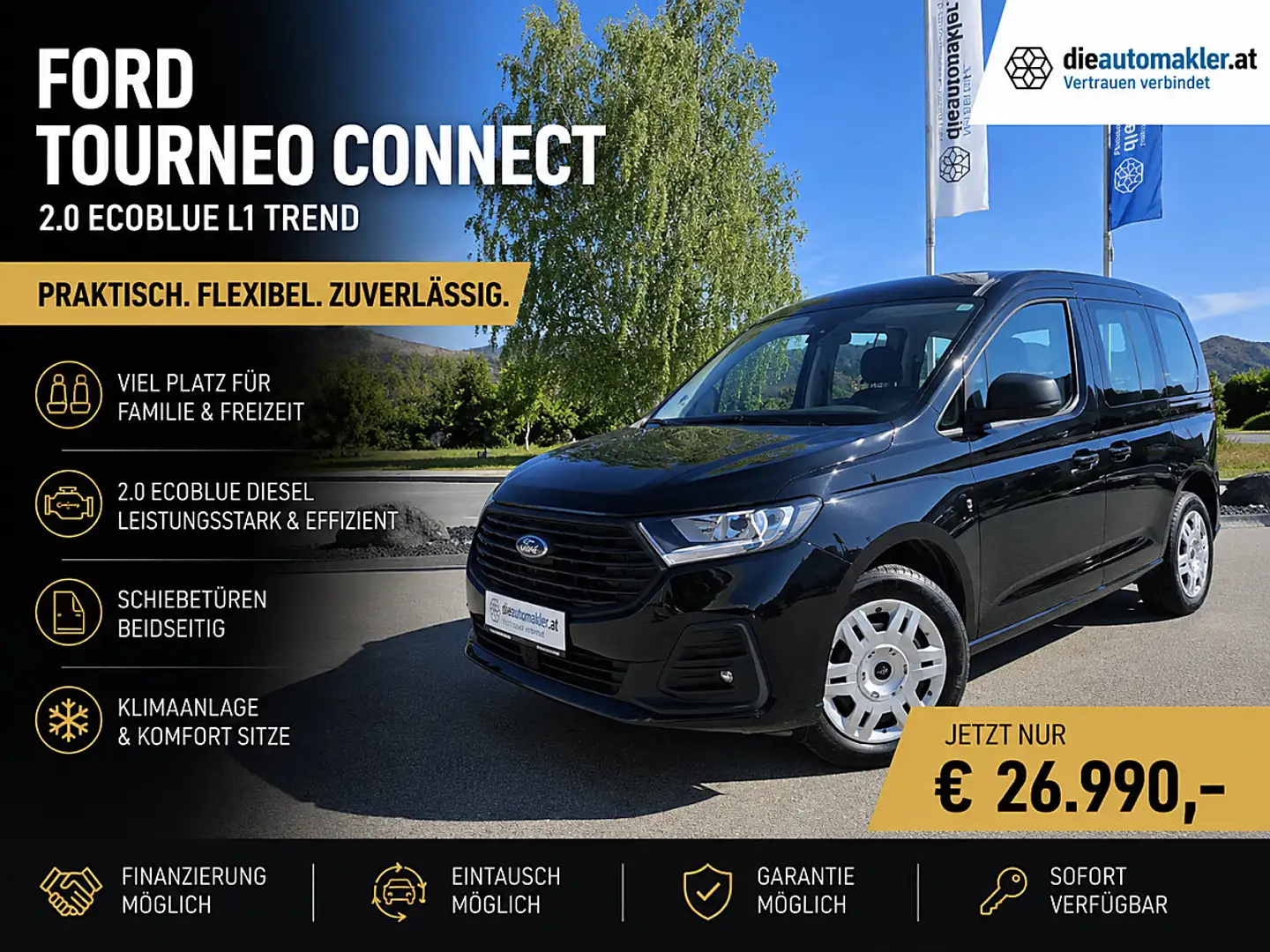 Ford Tourneo Connect Trend | Schiebetüren | Klima | Diesel Schwarz - 1