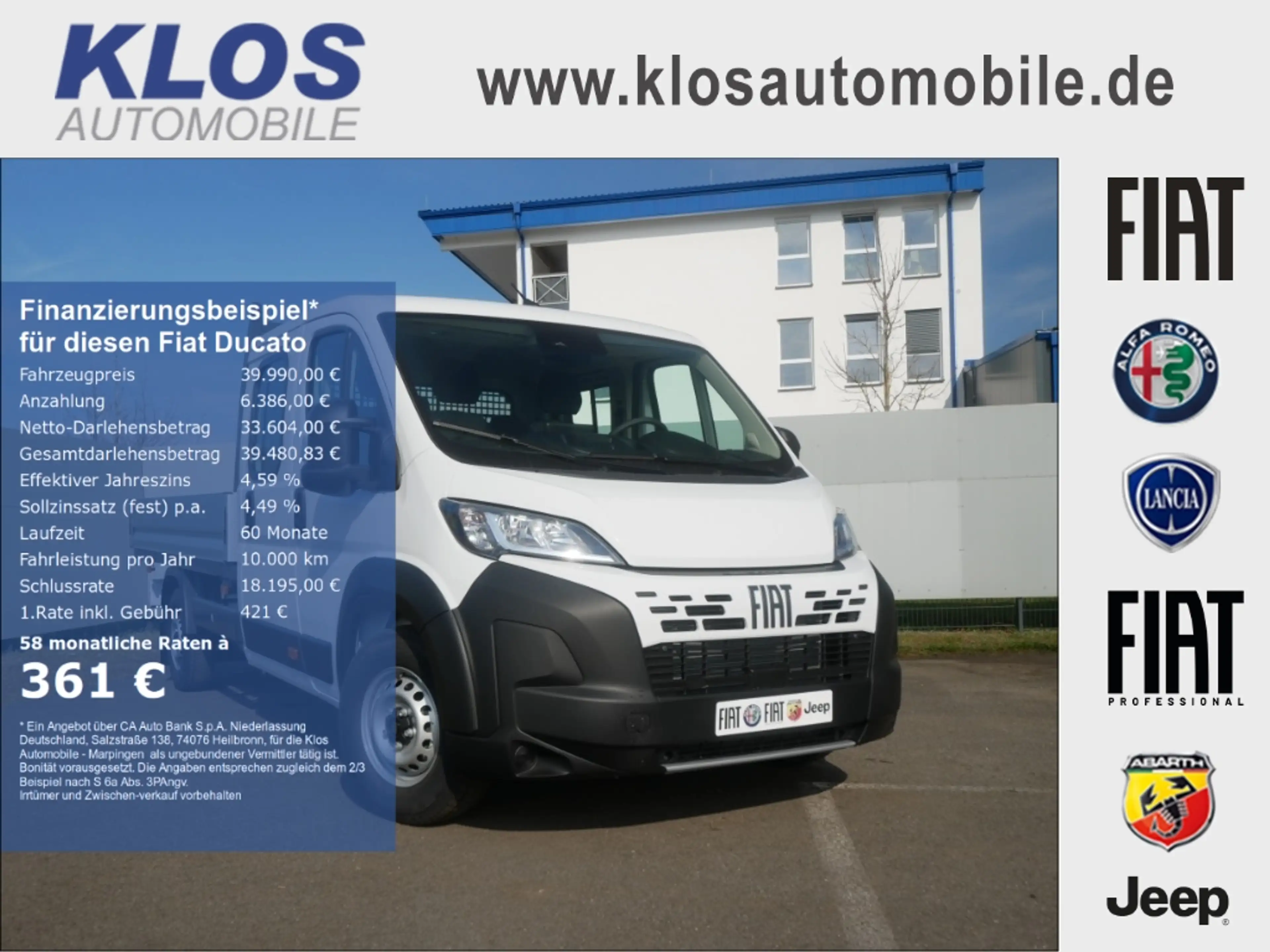 Fiat Ducato 35 MAXI L4H1 PRITSCHE DOKA 140PS MJET TECHNO WORKS