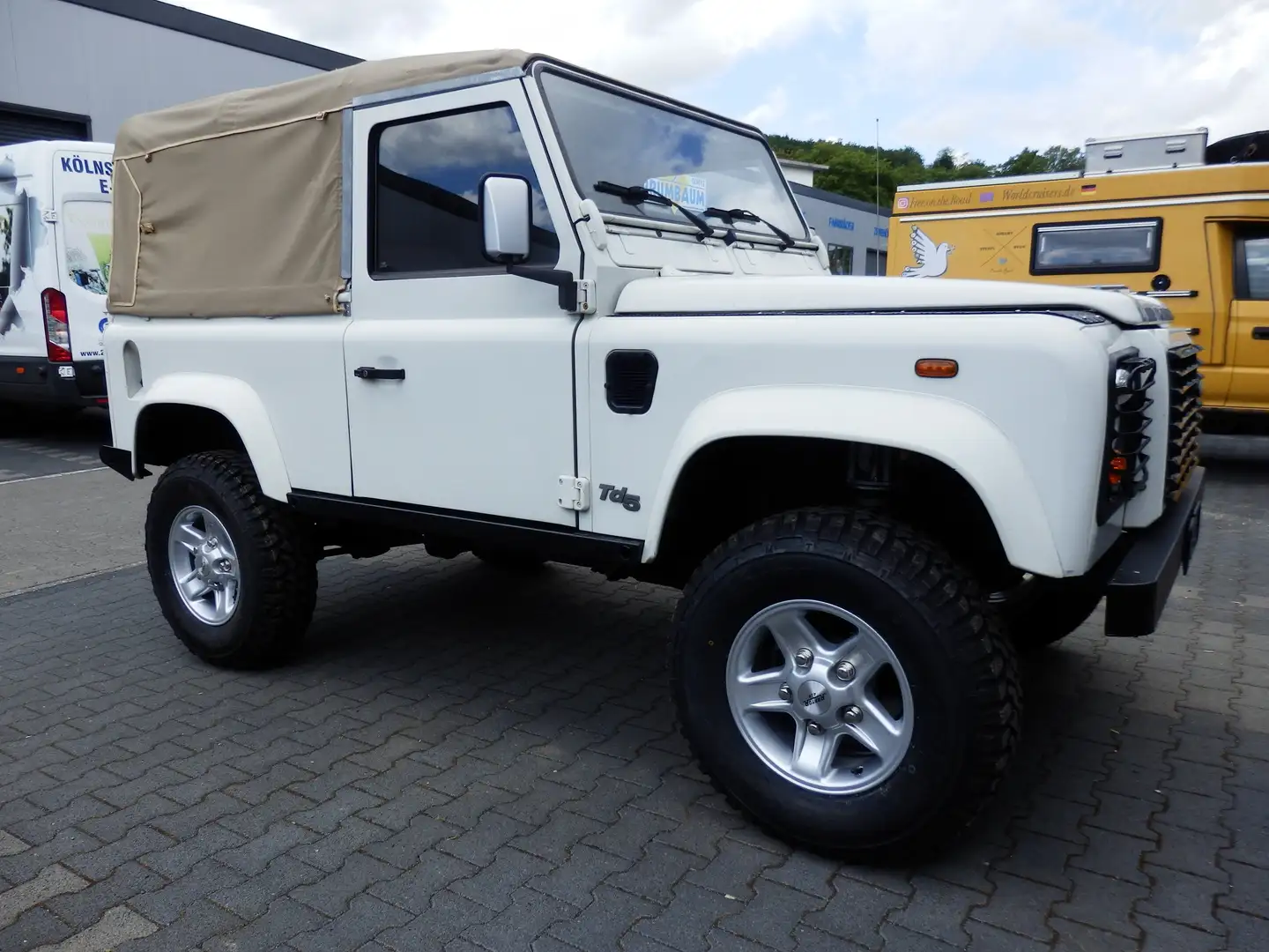 Land Rover Defender 90 Td5, Klima, AHK, Pick Up oder Cabrio, Neuteile Blanc - 1