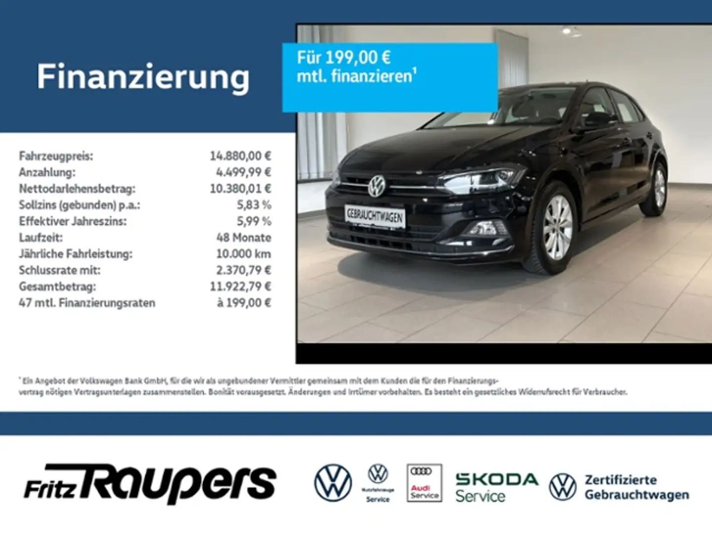 Volkswagen Polo 1.0 TSI Highline +ALLWETTER+LED+PDC Noir - 1