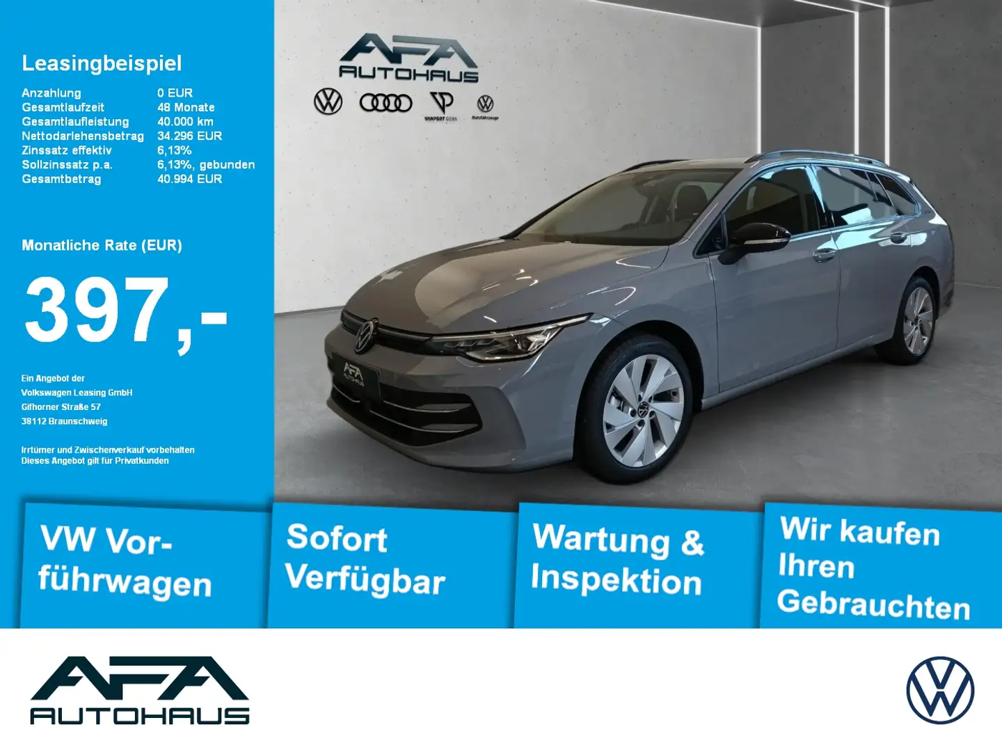 Volkswagen Golf Variant Golf VIII Variant 1.5 eTSI Goal DSG AHK*LED+*Navi Grau - 1