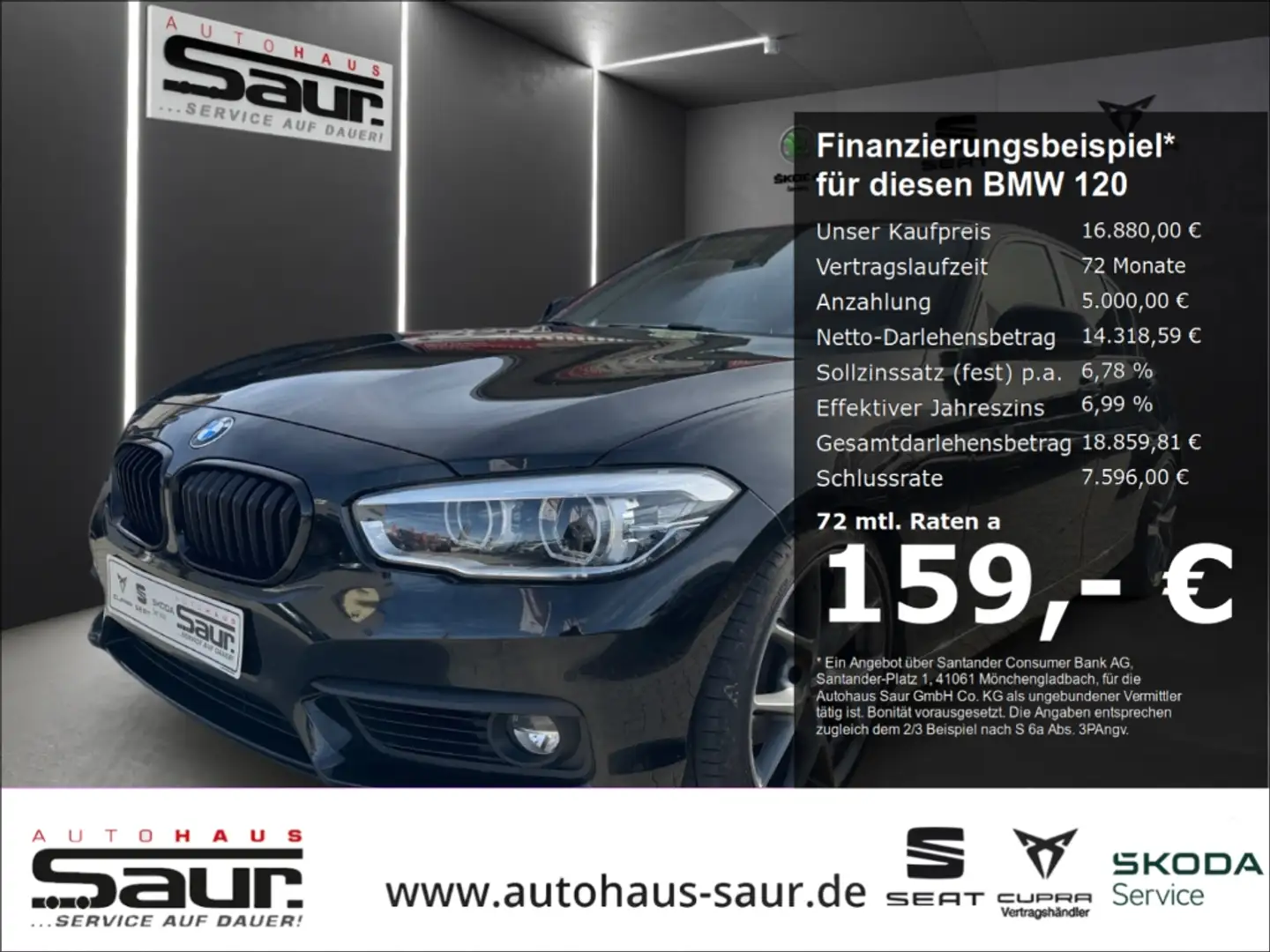 BMW 120 120d Advantage PDC KLIMA SCHIEBEDACH HARMAN-KARDON Schwarz - 1