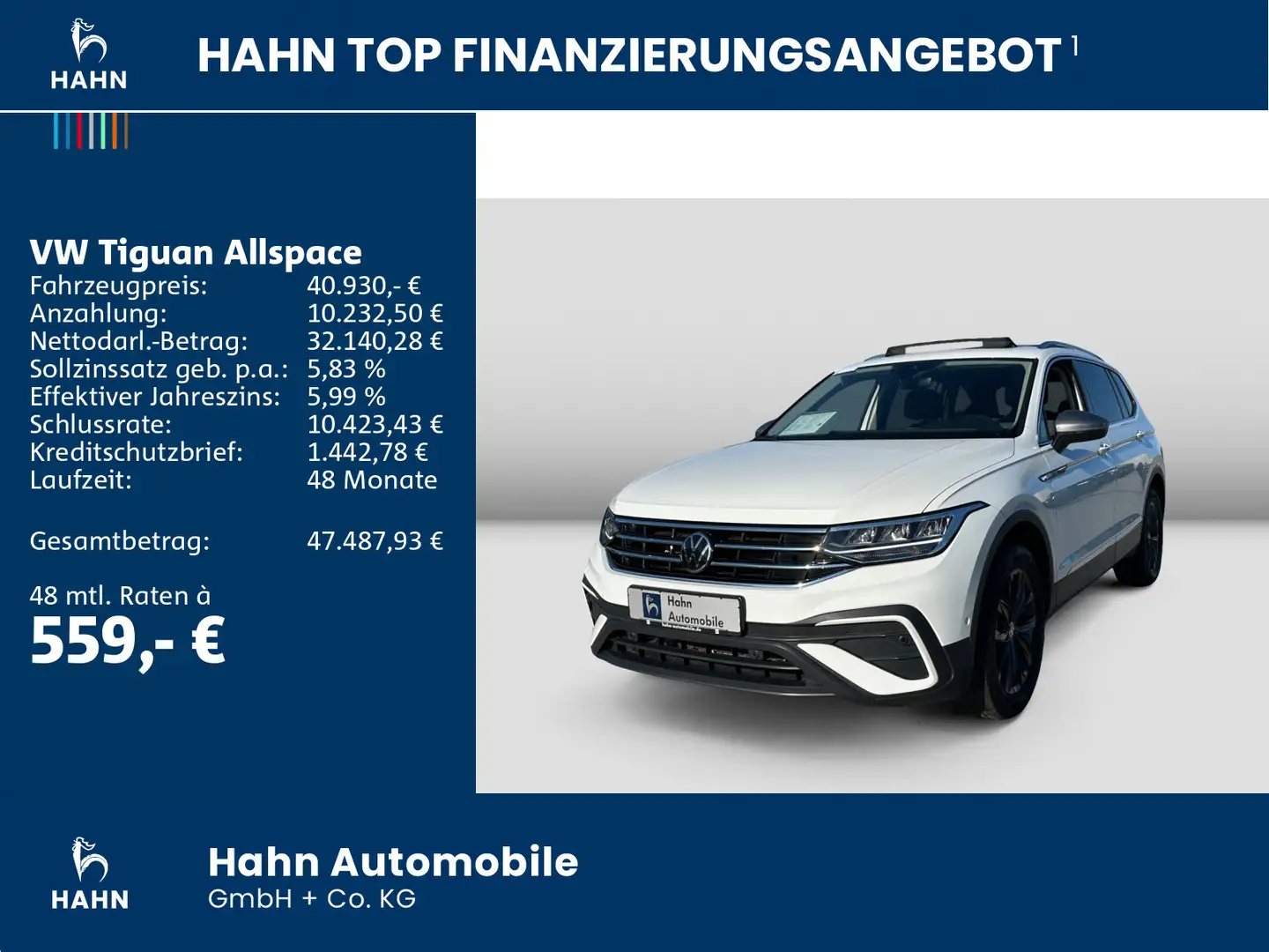 Volkswagen Tiguan Allspace 2.0TDI DSG 4Motion Pano AHK DCC Weiß - 2