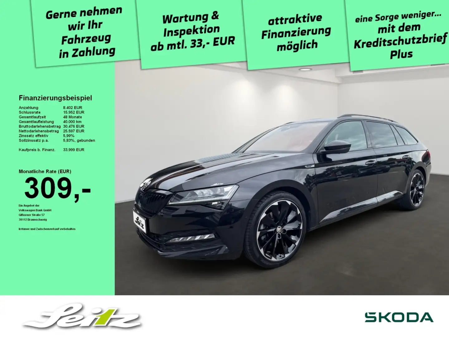 Skoda Superb Combi 2.0 TDI 4x4 Sportline *AHK*MATRIX*CANTON* Schwarz - 1