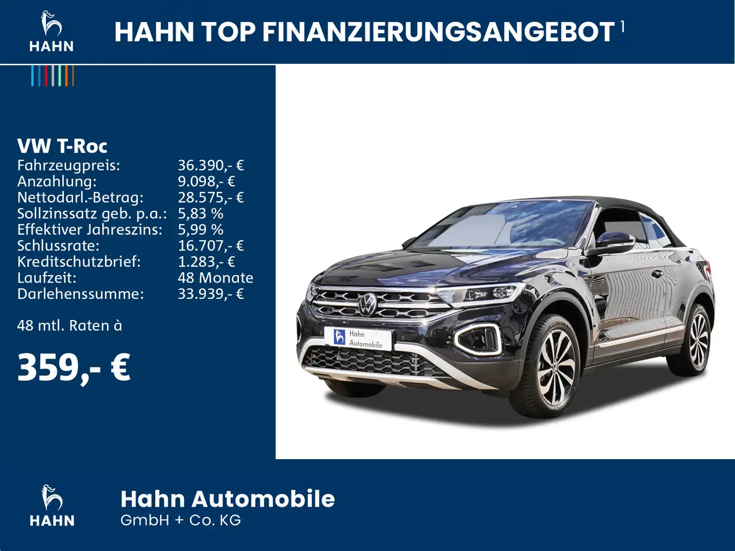 Volkswagen T-Roc T-Roc Cabrio Style 1.5 l TSI OPF 110KW DSG AHK Schwarz - 2