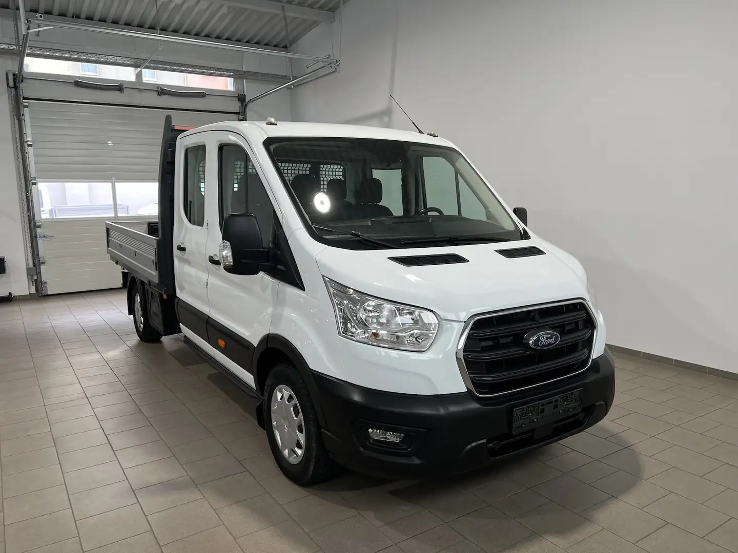 Ford Transit 350 Doka-Pritsche(7-Si.),L3,AHK,Klima Weiß - 2