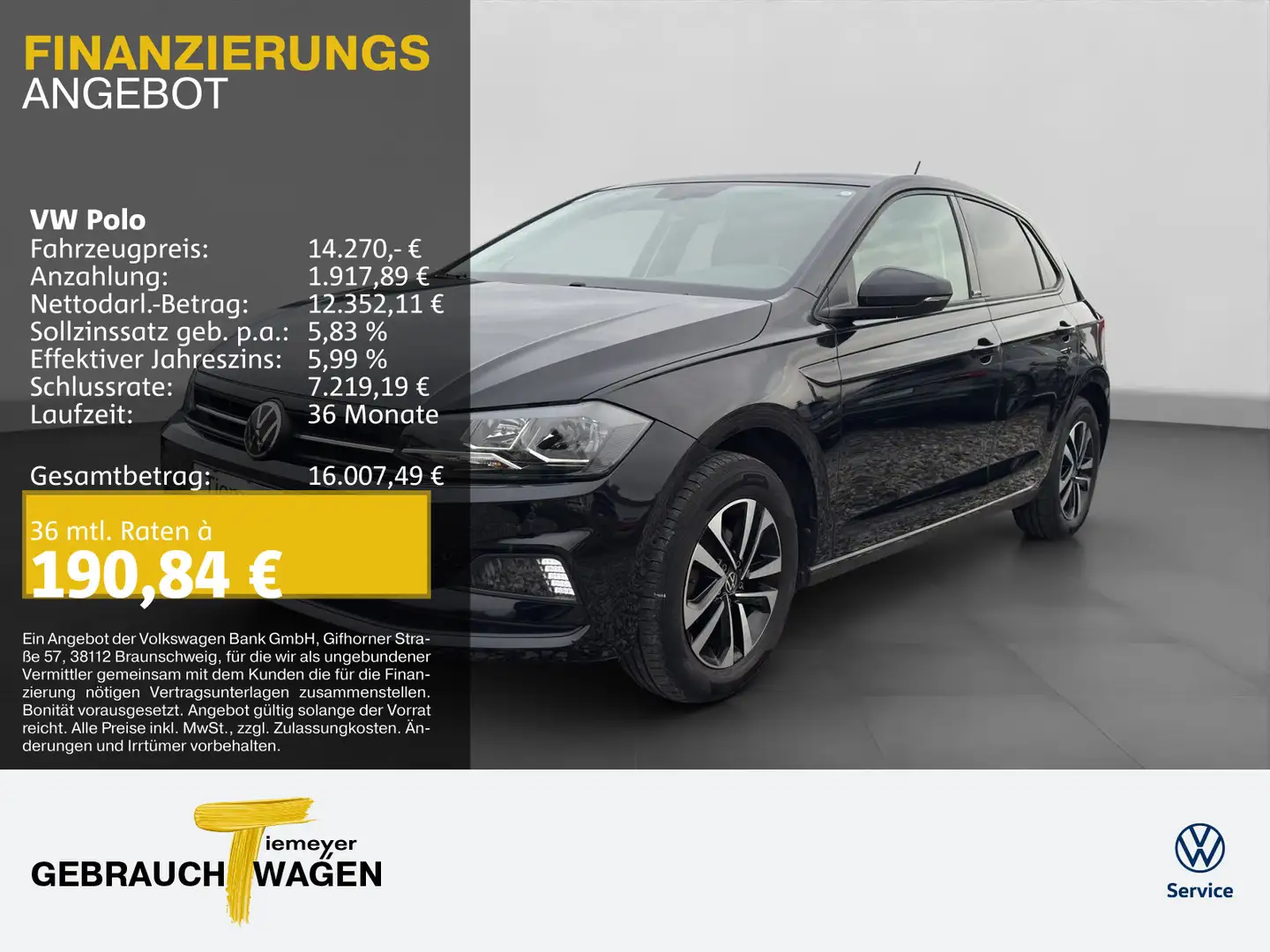 Volkswagen Polo 1.0 UNITED LM15 NAVI CLIMATRONIC SITZHZ PDC Schwarz - 1