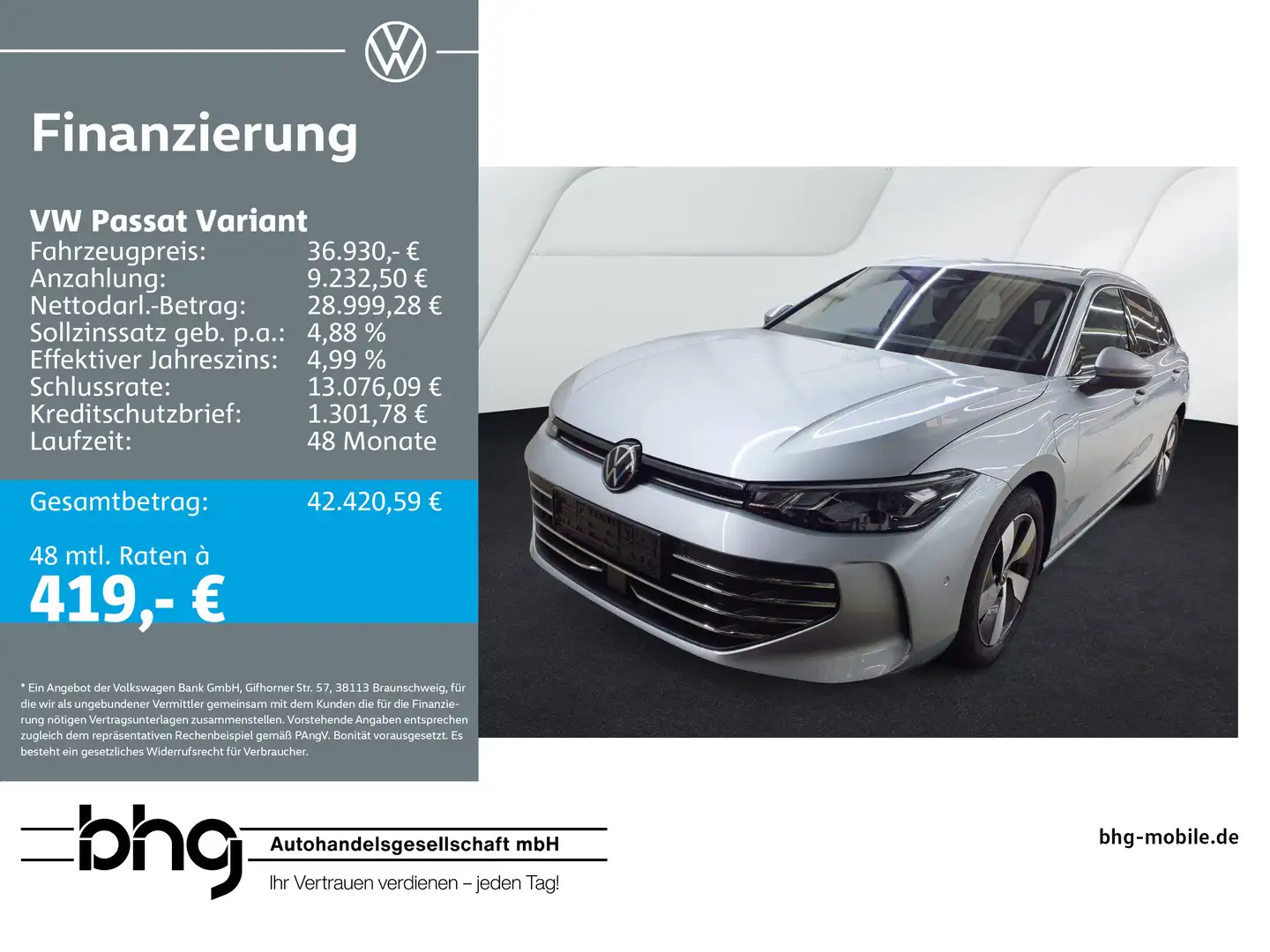 Volkswagen Passat Variant 1.5 e-Hybrid OPF DSG Business Silber - 1