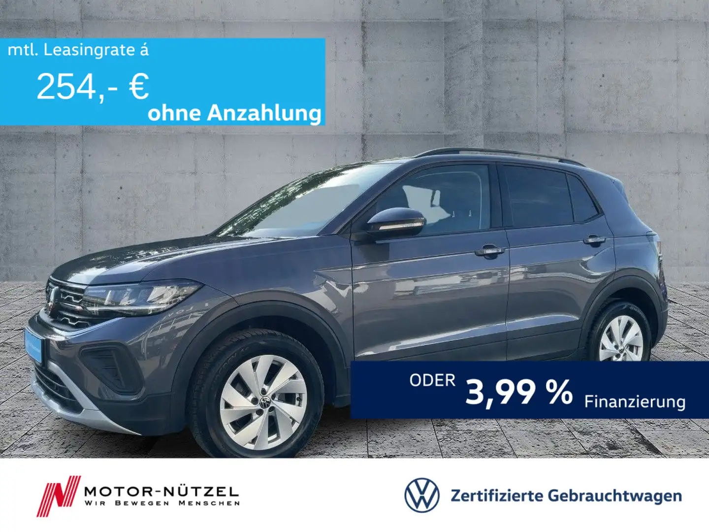 Volkswagen T-Cross 1.0 TSI LIFE 5JG+LED+NAVI-VORB+AHK+ACC Grau - 1