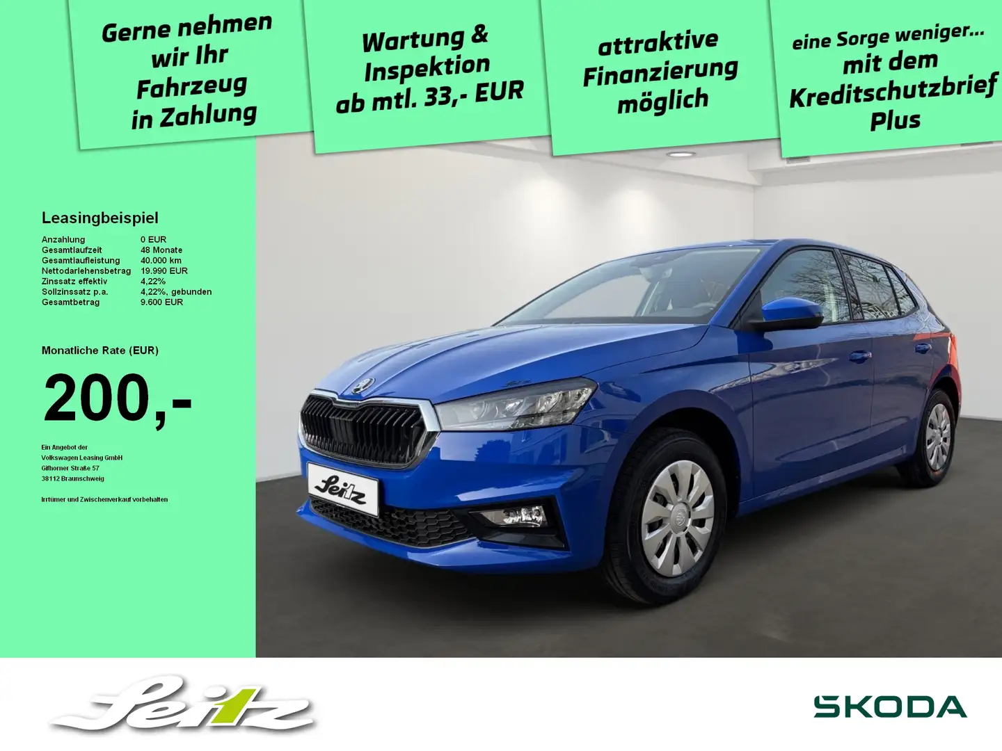 Skoda Fabia 1.0 TSI Selection *APPCON*LED*WINTERPAKET* Bleu - 1