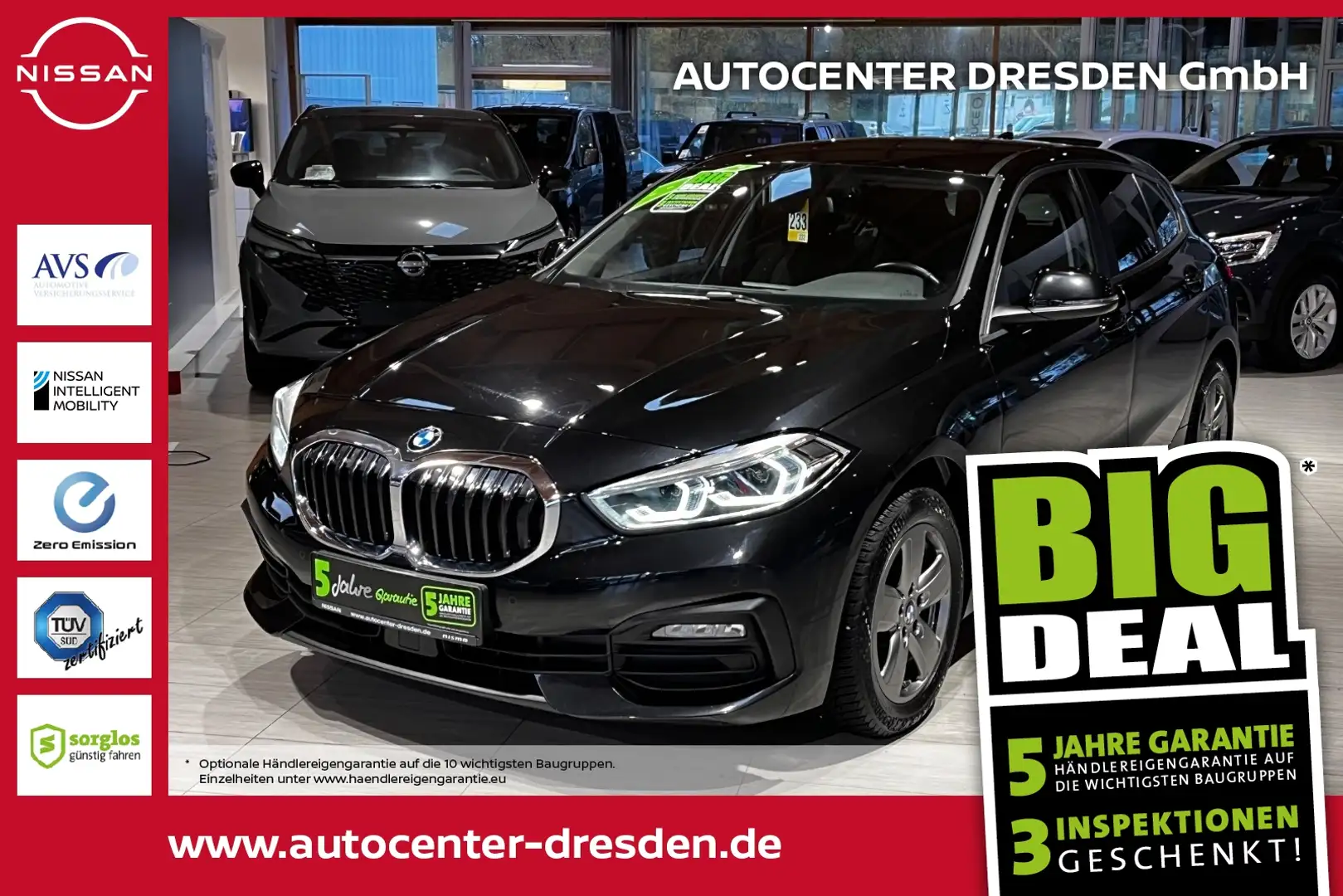 BMW 118 i Advantage ACC+LED+SHZ+Navi+Kam+Klima Noir - 1