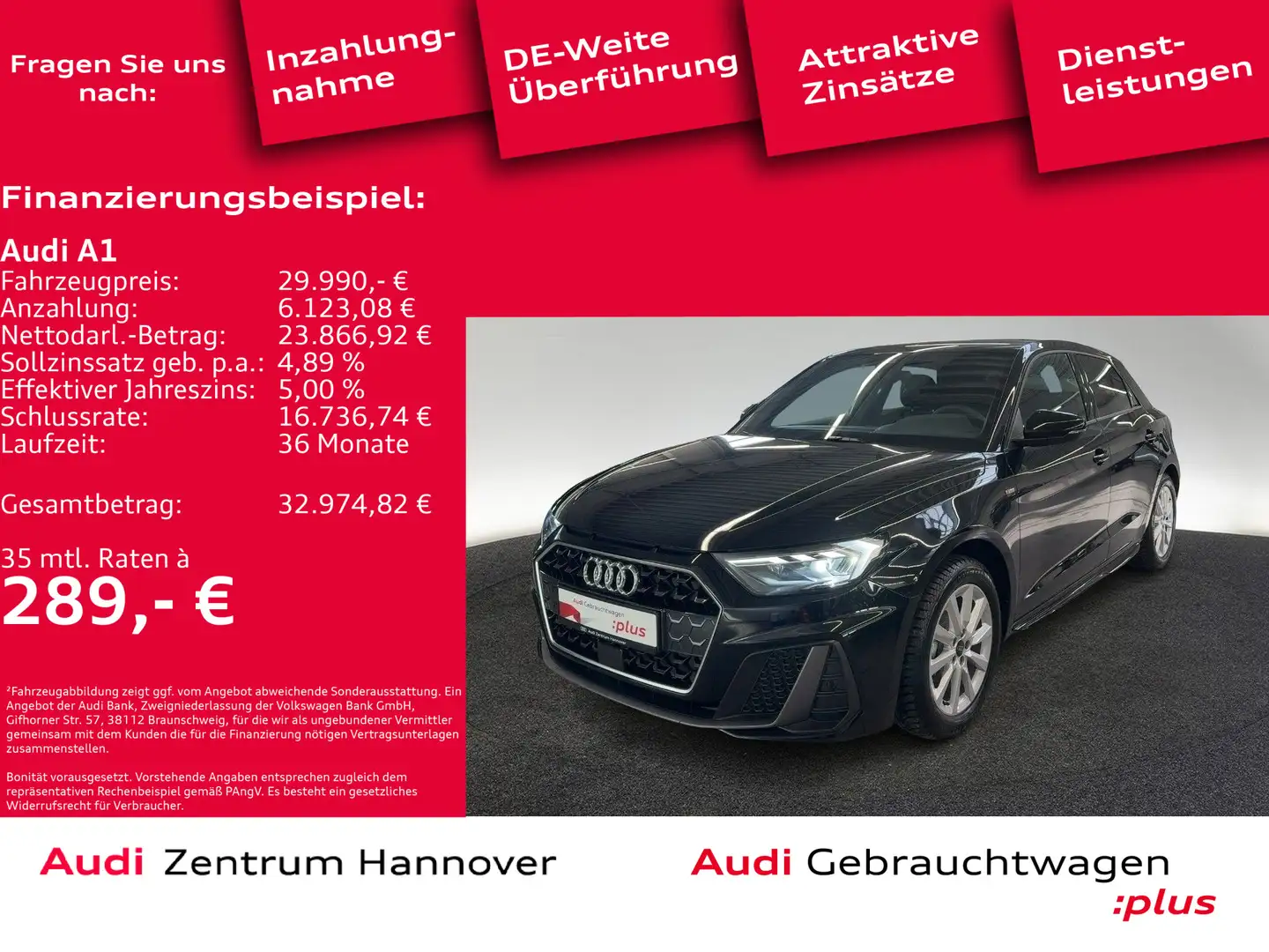Audi A1 25 Sportback 1.0 TFSI S line (EURO 6e) Schwarz - 1