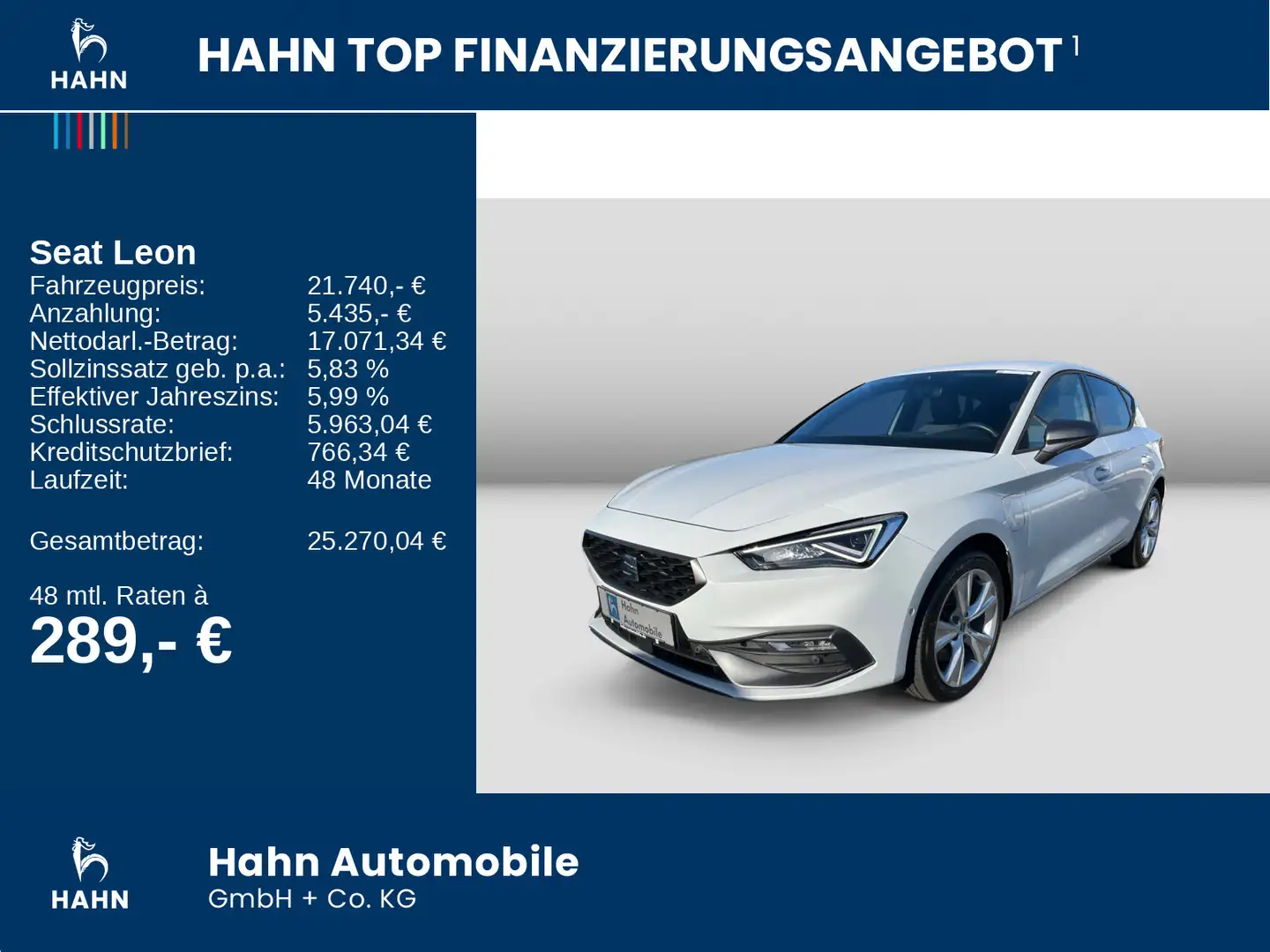 SEAT Leon 1.4e-HYBRID DSG FR LED Navi APP ACC Sitzhzg Weiß - 2