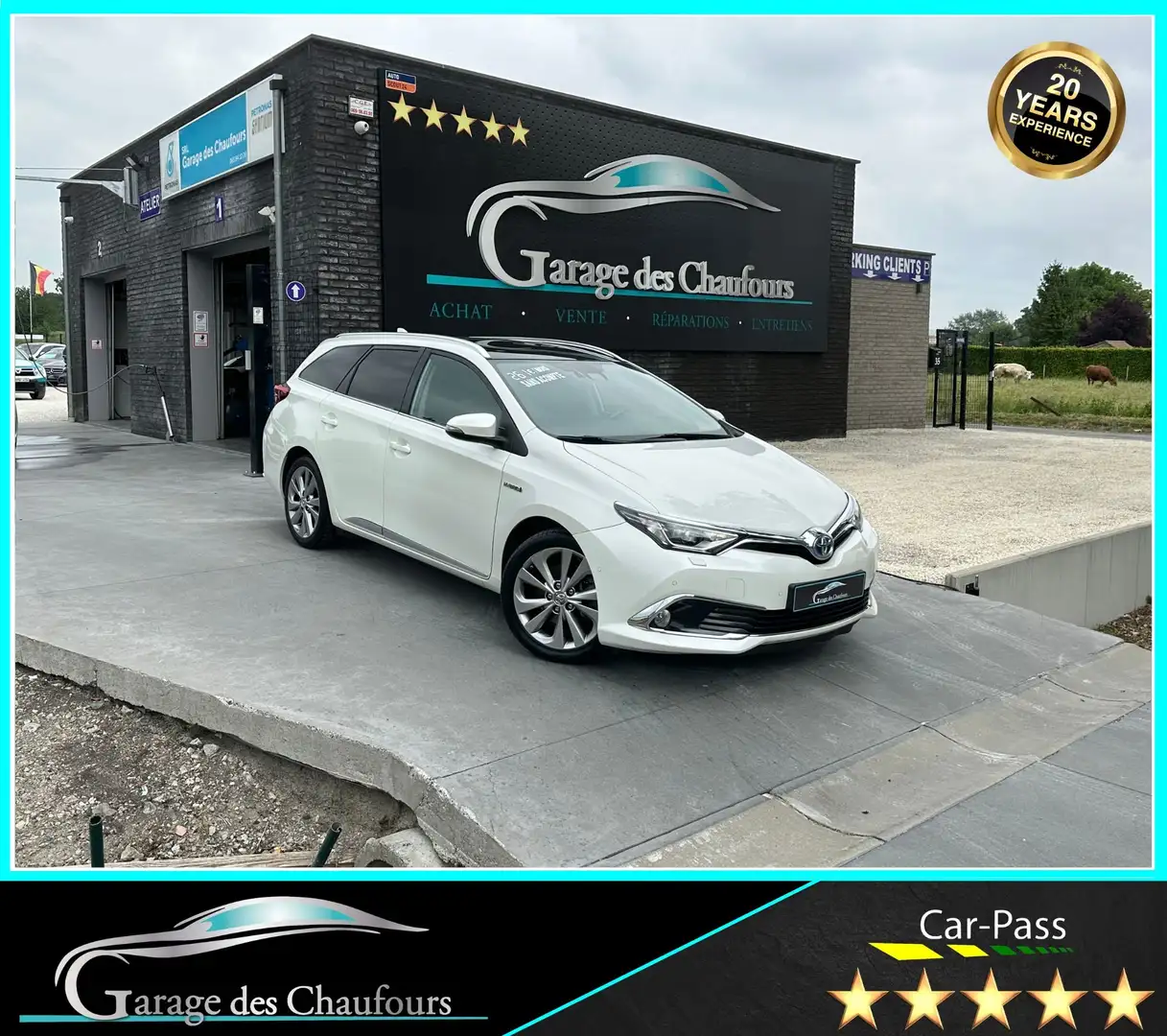Toyota Auris SW 1.8i Hybrid - ! Carnet Complet TOYOTA ! - Eu6b Blanco - 1