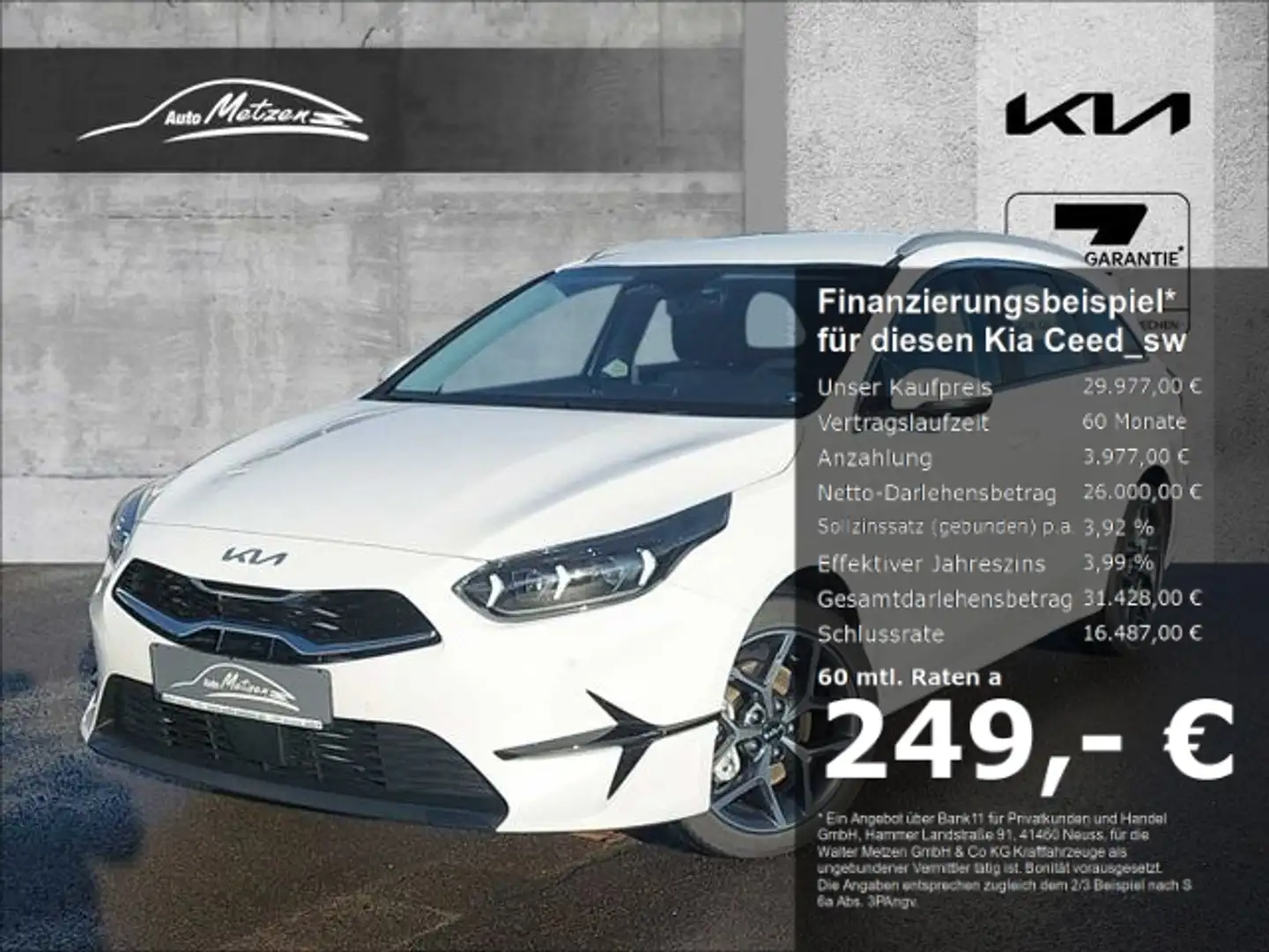 Kia Ceed SW / cee'd SW 1.5 T-GDI DCT Spirit TECH AHK NAVI APPS Kamera Weiß - 1