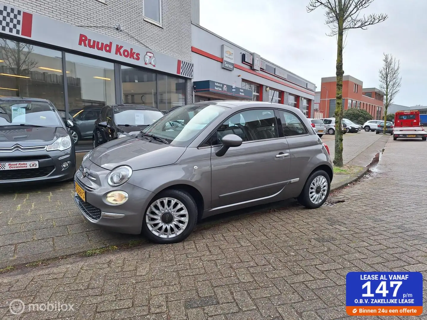 Fiat 500 0.9 TWINAIR TURBO LOUNGE / Schuif-open dak / navig Gris - 1