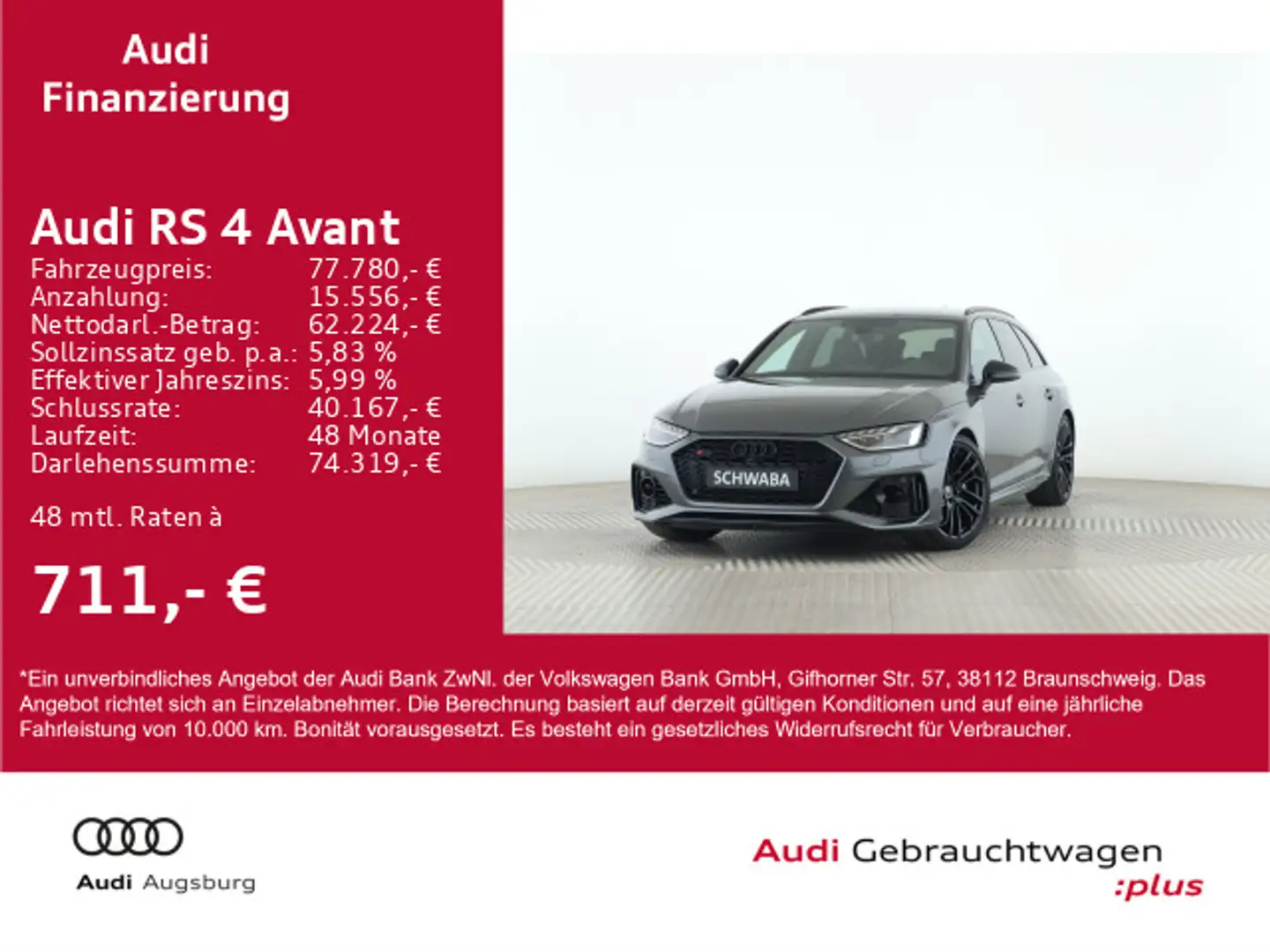 Audi RS4 2.9 TFSI qu. V/max 280*AHK*LED*20''* Grau - 1