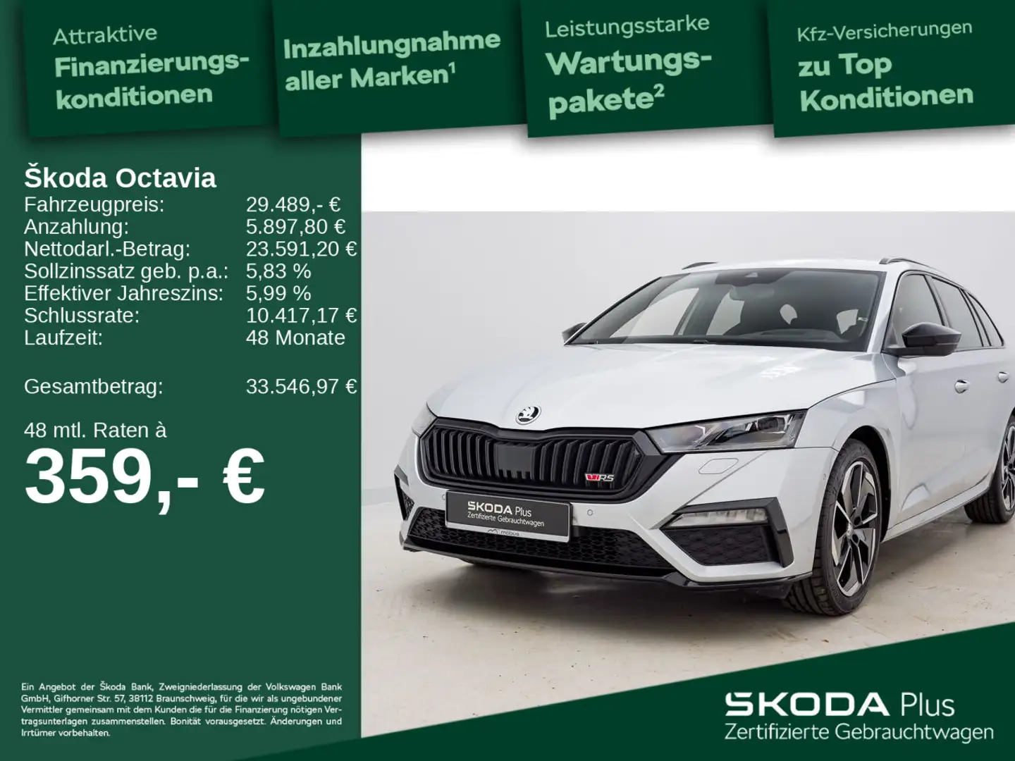 Skoda Octavia Combi RS 2.0 TSI*DSG*APP*RFK*LED*NAV* Silber - 1