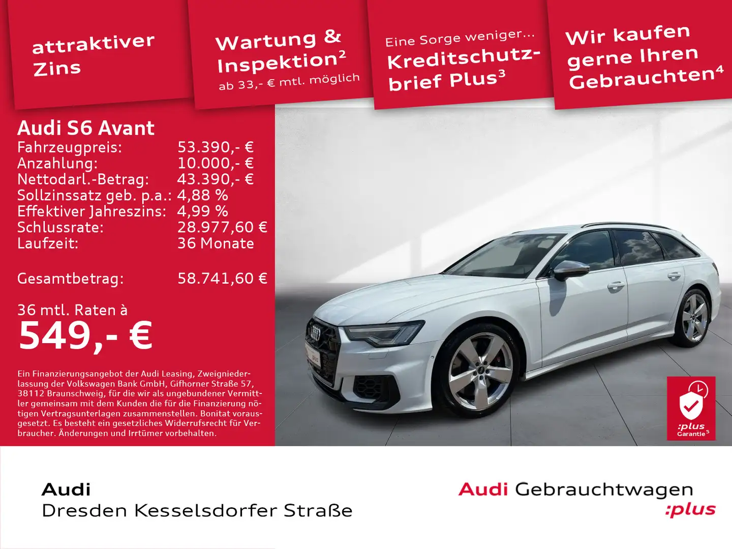 Audi S6 3.0 TDI Q. Kamera LED Navi DAB Weiß - 1