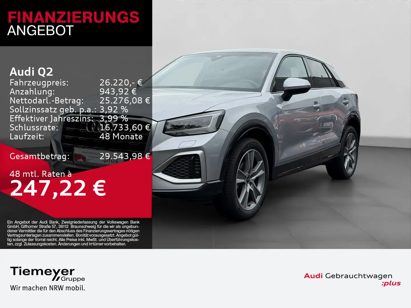 Audi Q2 30 TFSI ADVANCED STHZG LM18 NAVI AHK Silber - 1