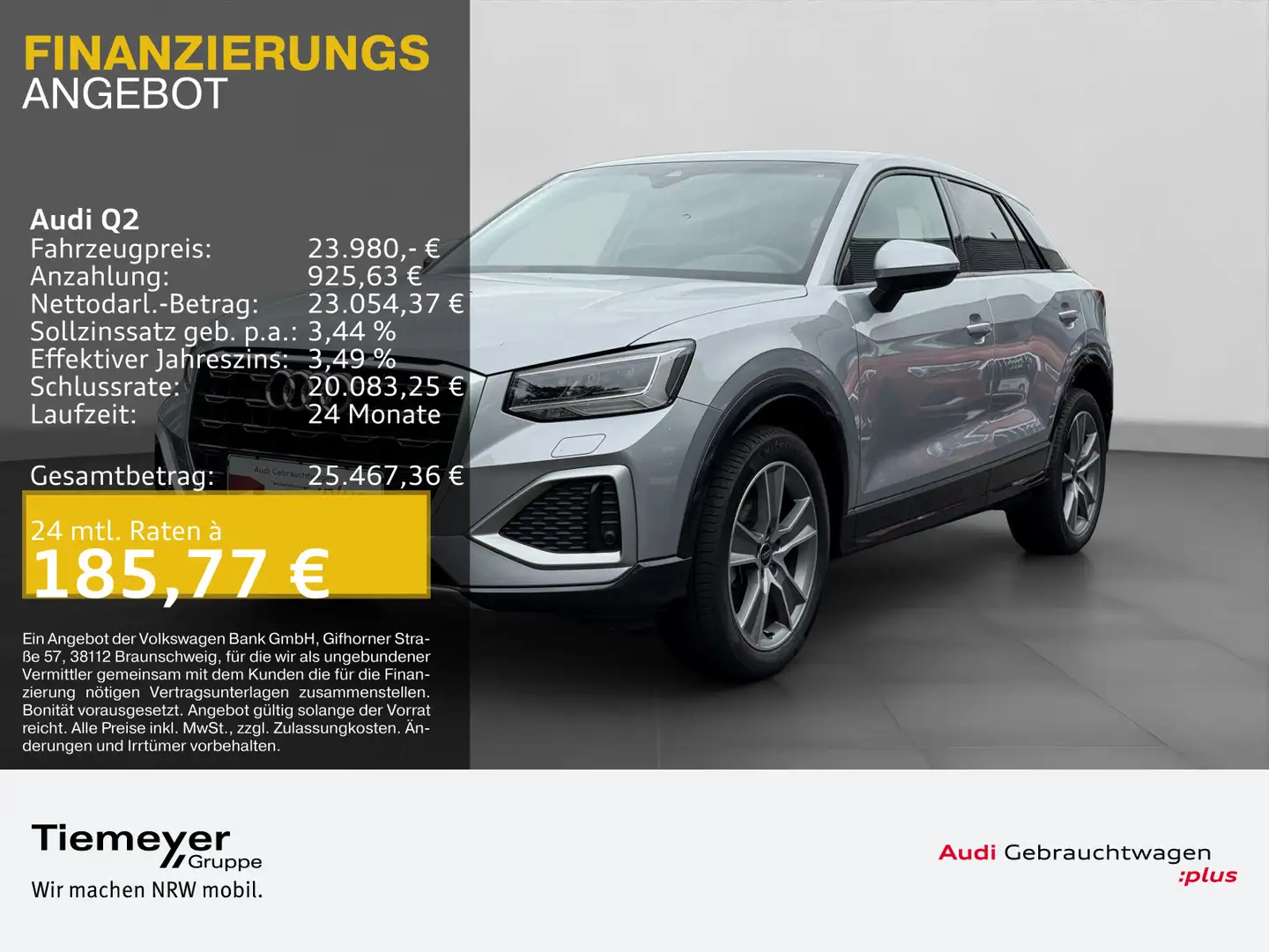Audi Q2 30 TFSI ADVANCED STHZG LM18 NAVI AHK Argent - 1