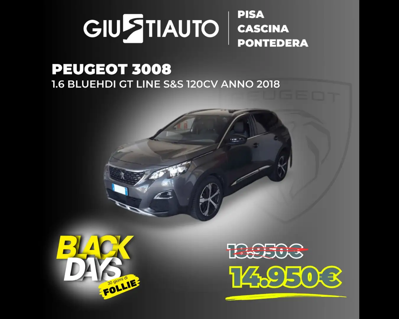 Peugeot 3008 1.6 BlueHDi GT Line Gris - 1