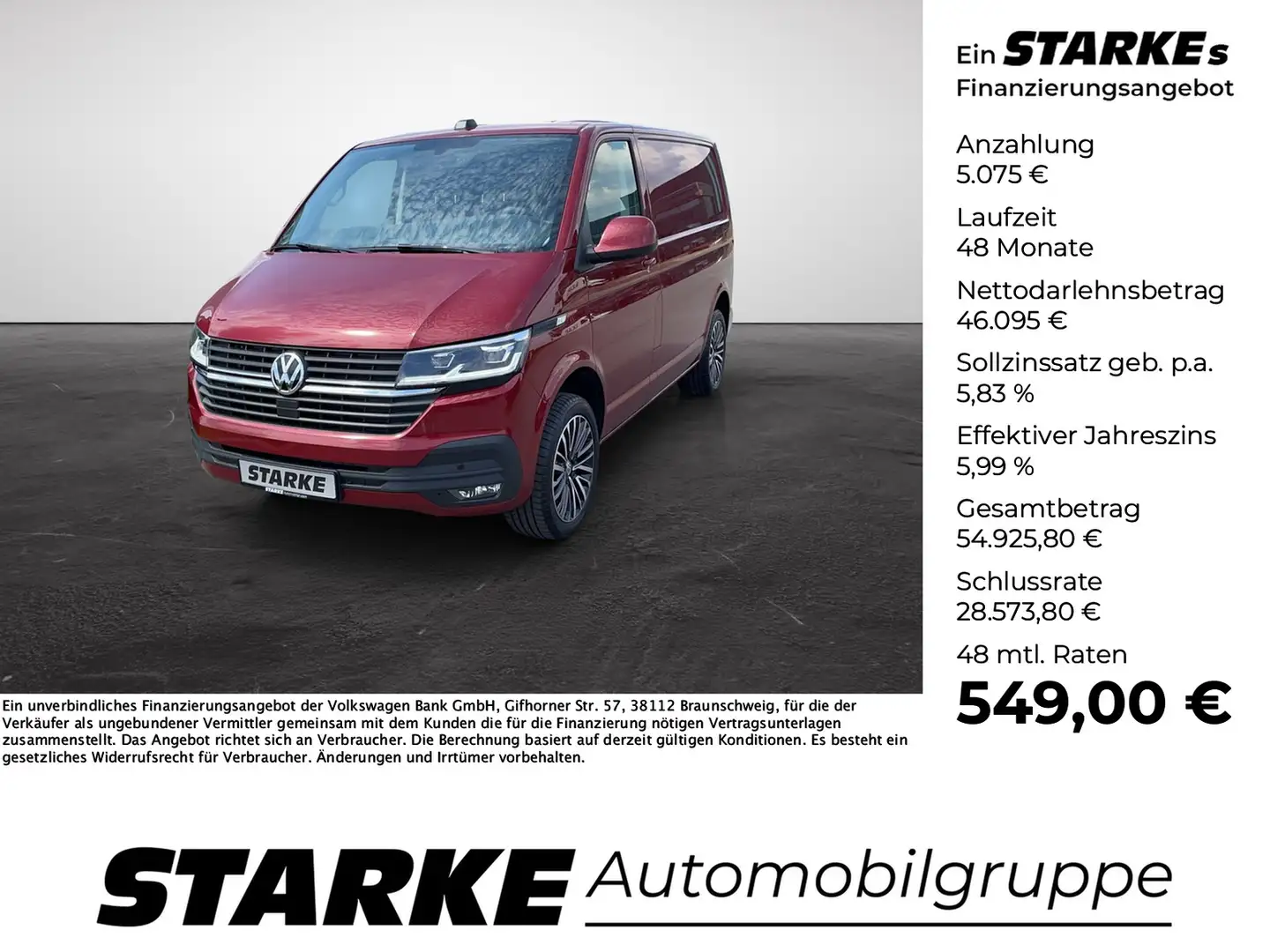 Volkswagen T6 Transporter T6.1 2.0 TDI Kasten Rot - 1