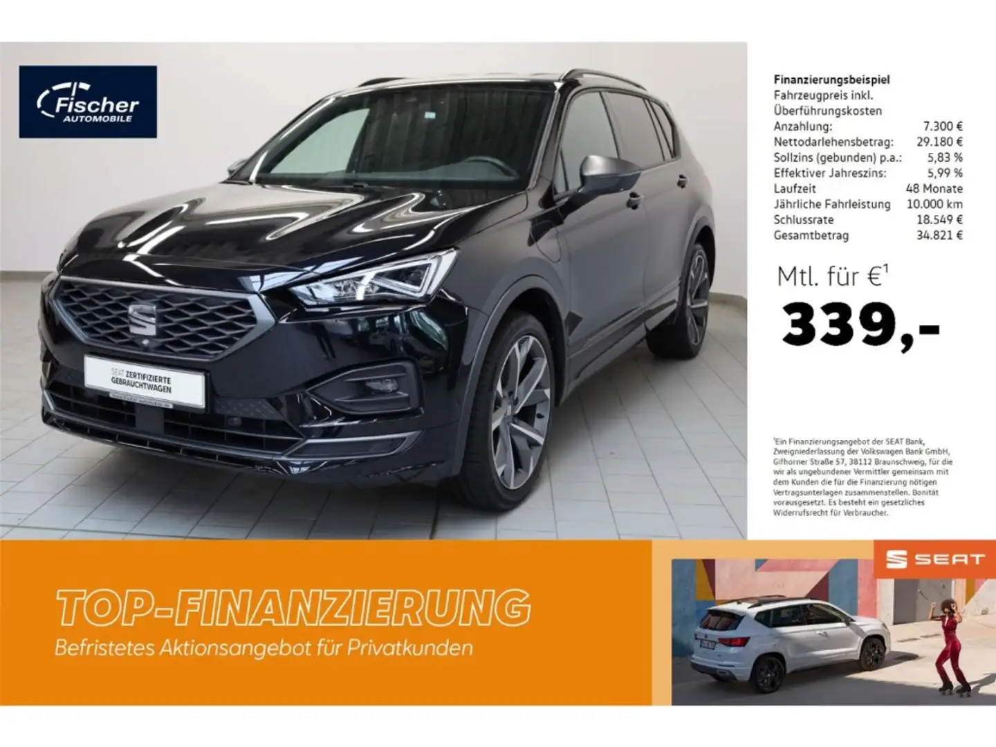 SEAT Tarraco 1.4 e-Hybrid FR Zwart - 1