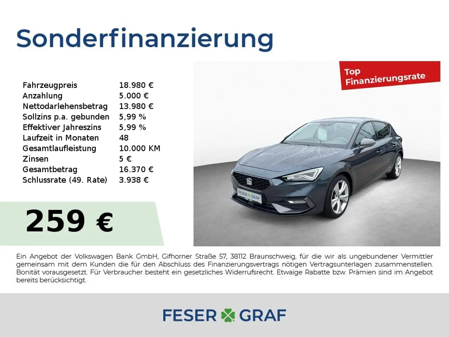 SEAT Leon FR 1.5 TSI LED NAVI FAPA M KESSY PDC SHZ Grau - 1