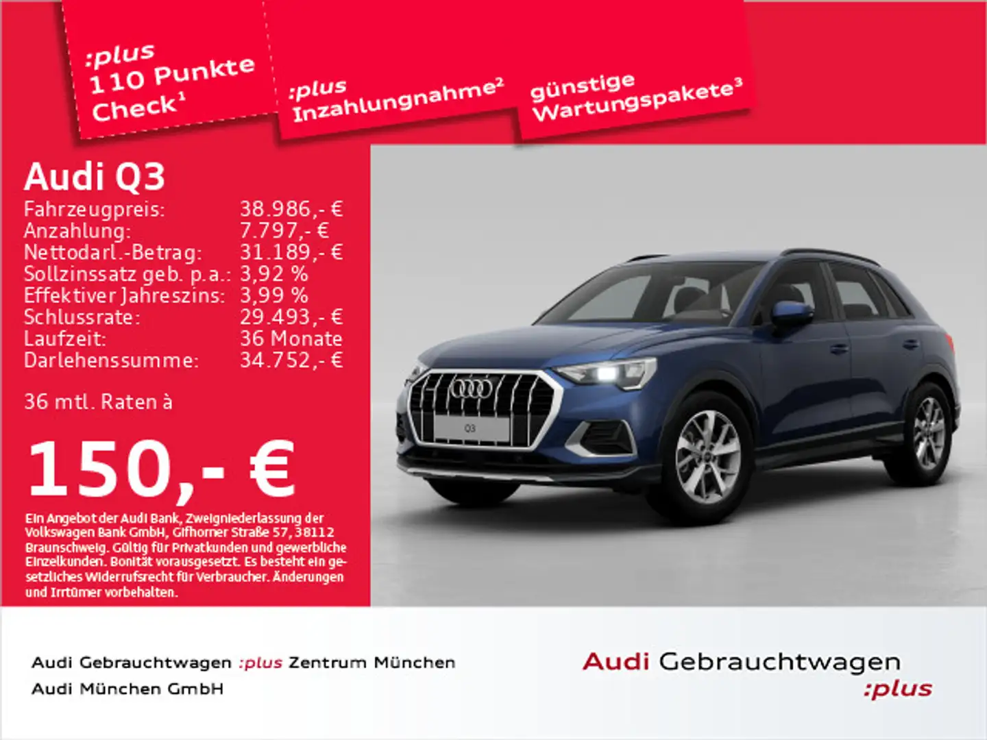 Audi Q3 40 TFSI qu. S tronic advanced AHK/Navi+/Kamer Azul - 1