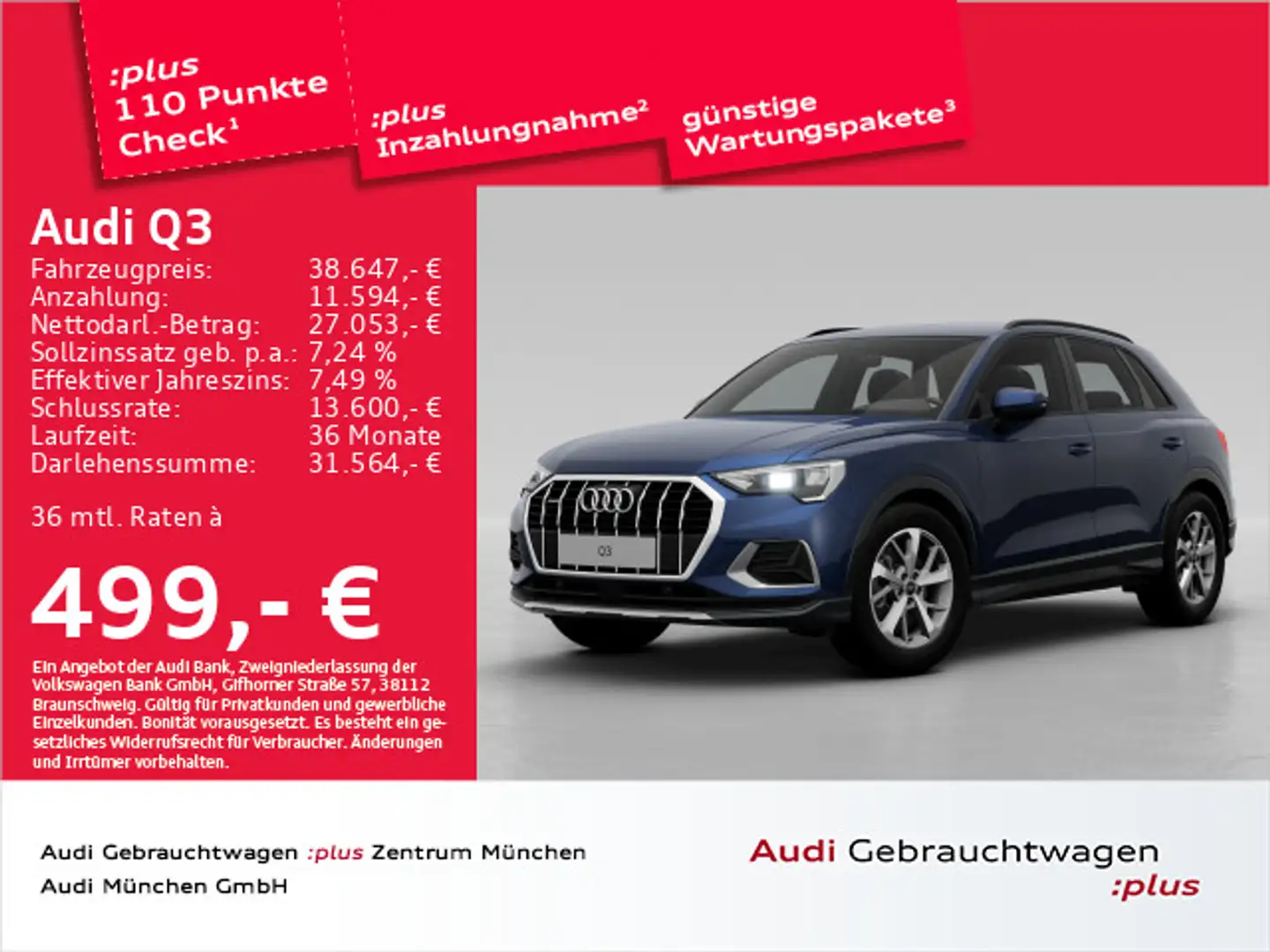 Audi Q3 40 TFSI qu. S tronic advanced AHK/Navi+/Kamer Bleu - 1