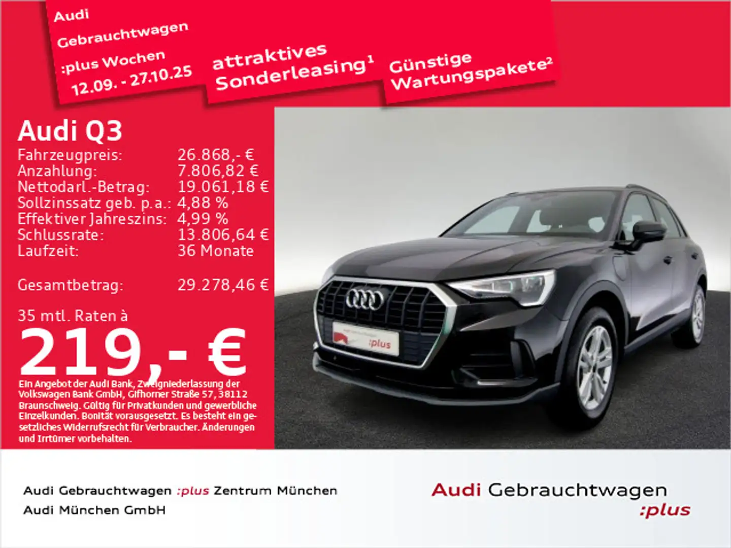 Audi Q3 45 TFSI e S tronic AHK/Navi+ Zwart - 1