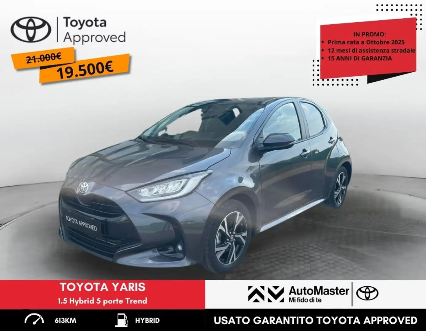 Toyota Yaris 1.5 Hybrid 5 porte Trend Šedá - 1