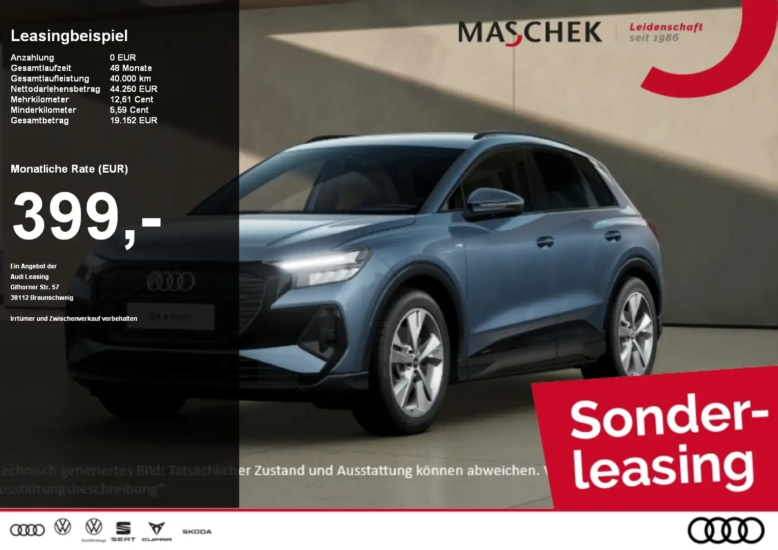 Audi Q4 e-tron S line 45 Sonderleasing! AHK BlackEd Naviplus Blauw - 1